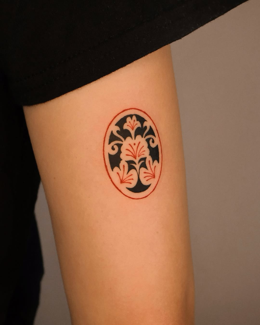 Floral emblem neo-traditional tattoo on the forearm by ❖ Tomi ❖