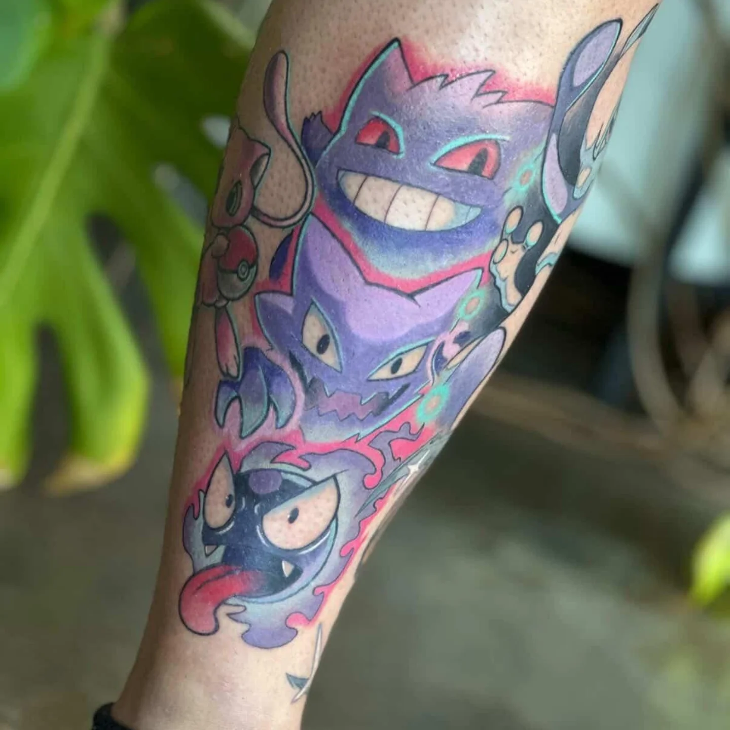 Gengar American traditional tattoo on the forearm by Dustin Hughes
