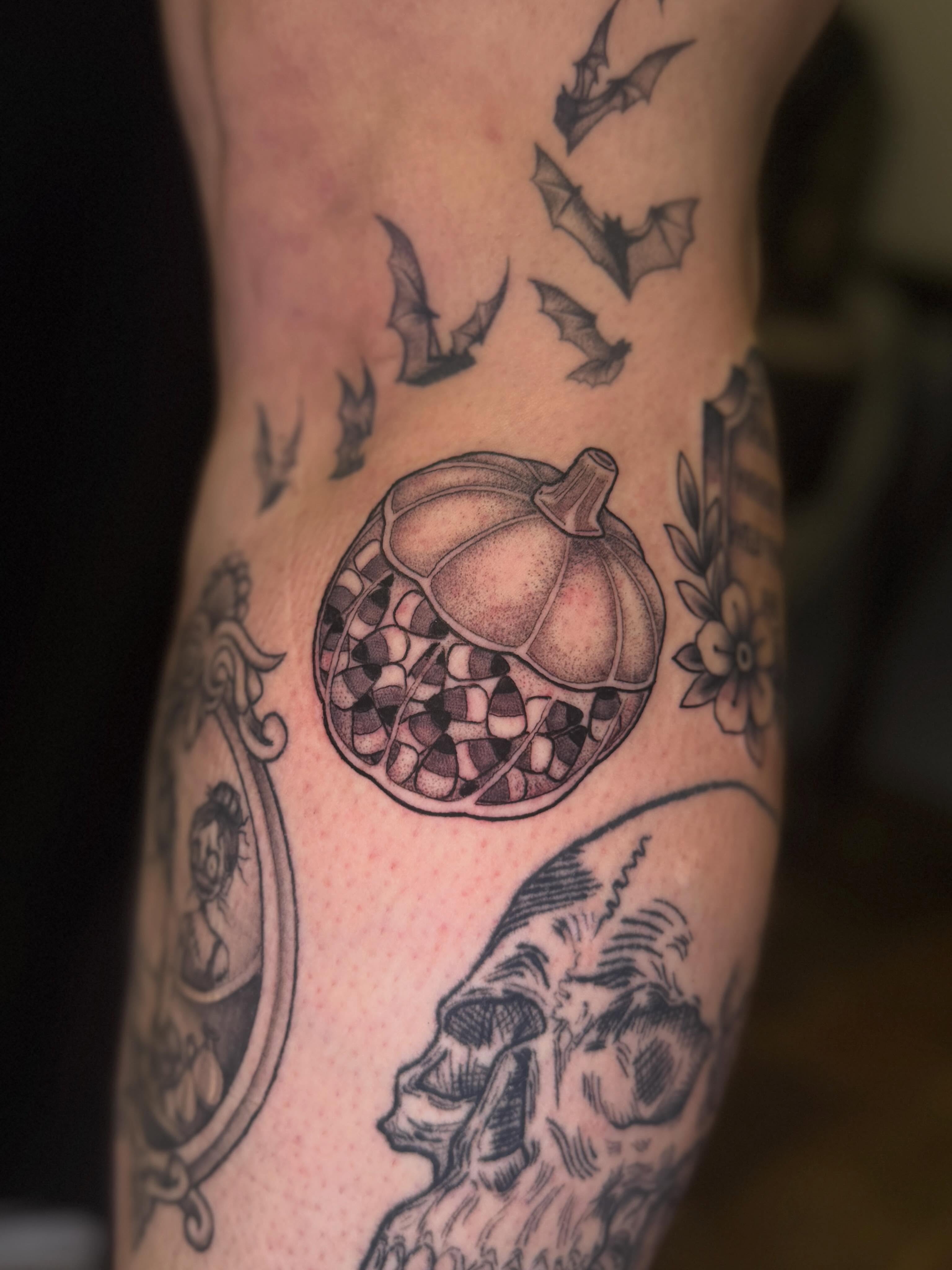 Pumpkin dotwork tattoo on the forearm by πβ¨ππ₯π’π©ππΆ β¨π
