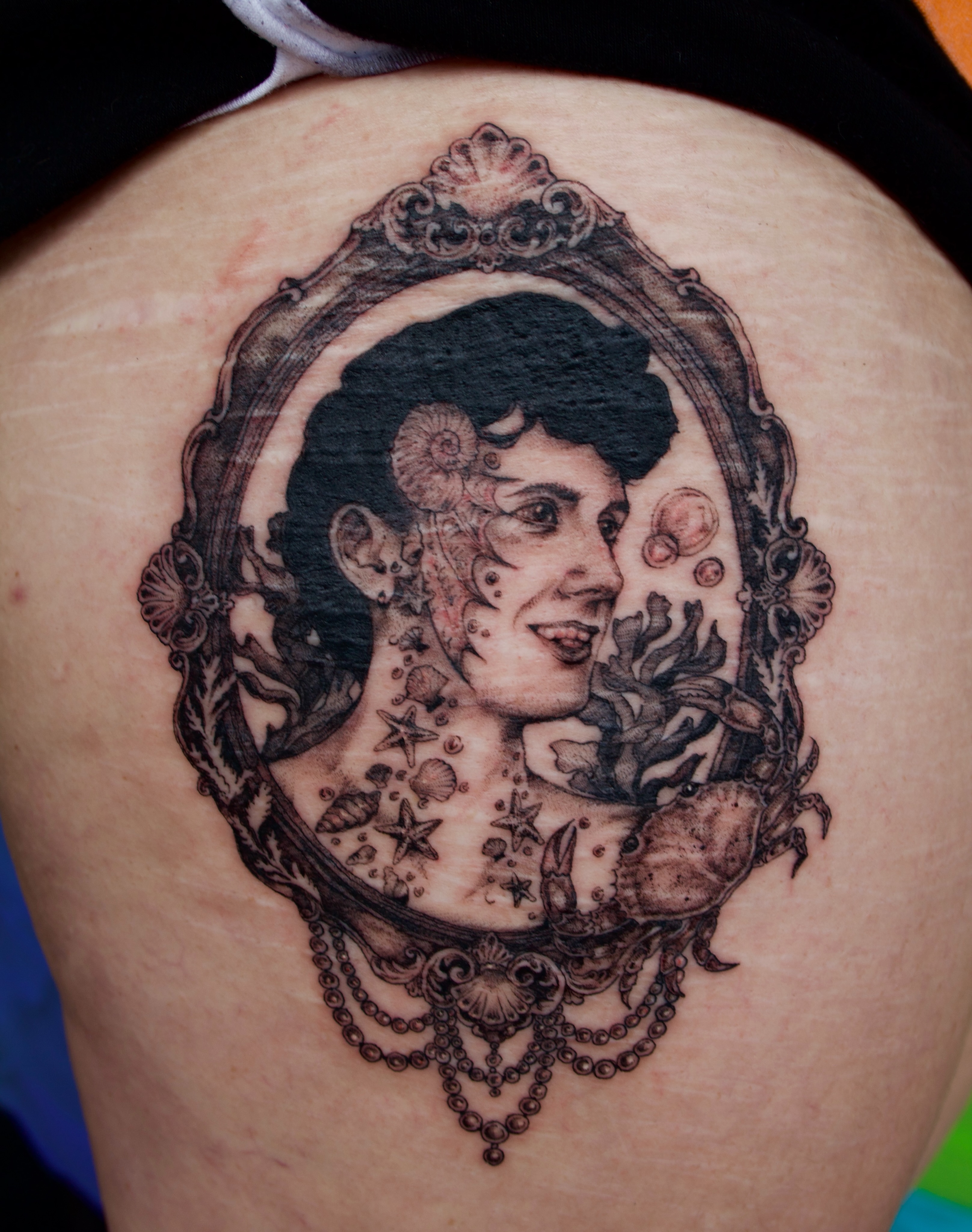 Tattoo by @creatureoutside — black_and_grey, realism