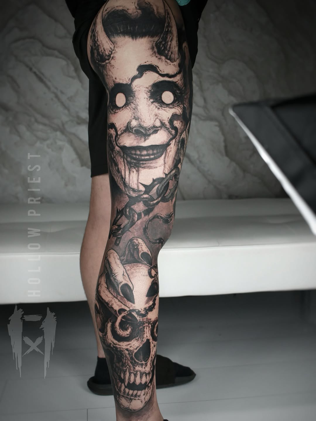 Tattoo by @hollowpriest — black_and_grey, realism