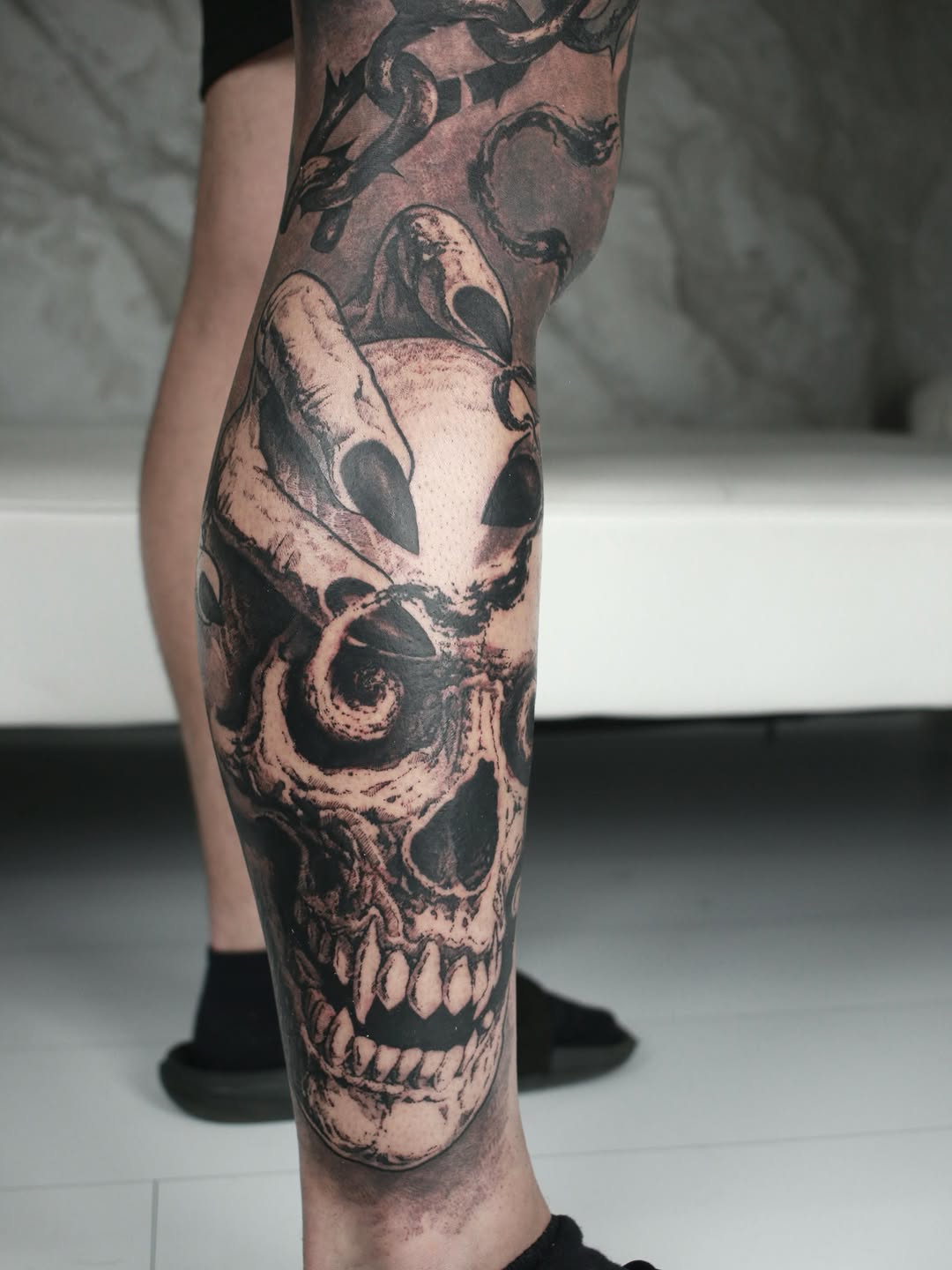 Tattoo by @hollowpriest — black_and_grey, realism