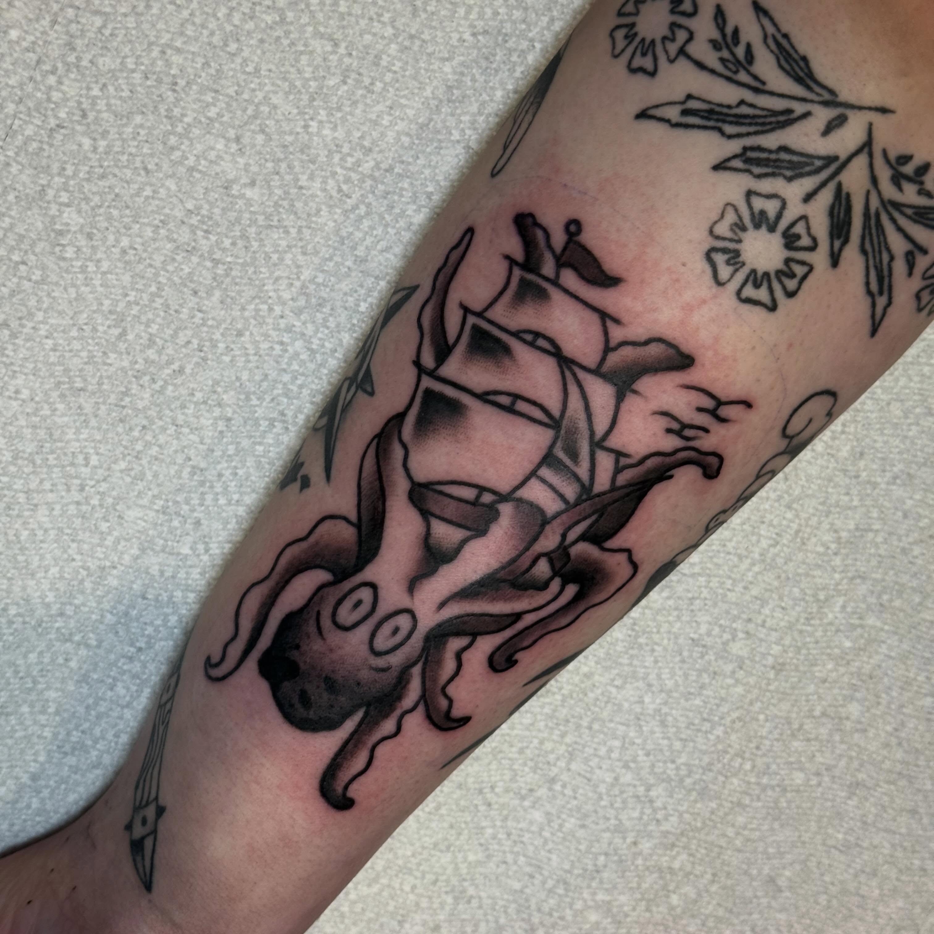 Tattoo by @benkrasowtattoo — black_and_grey