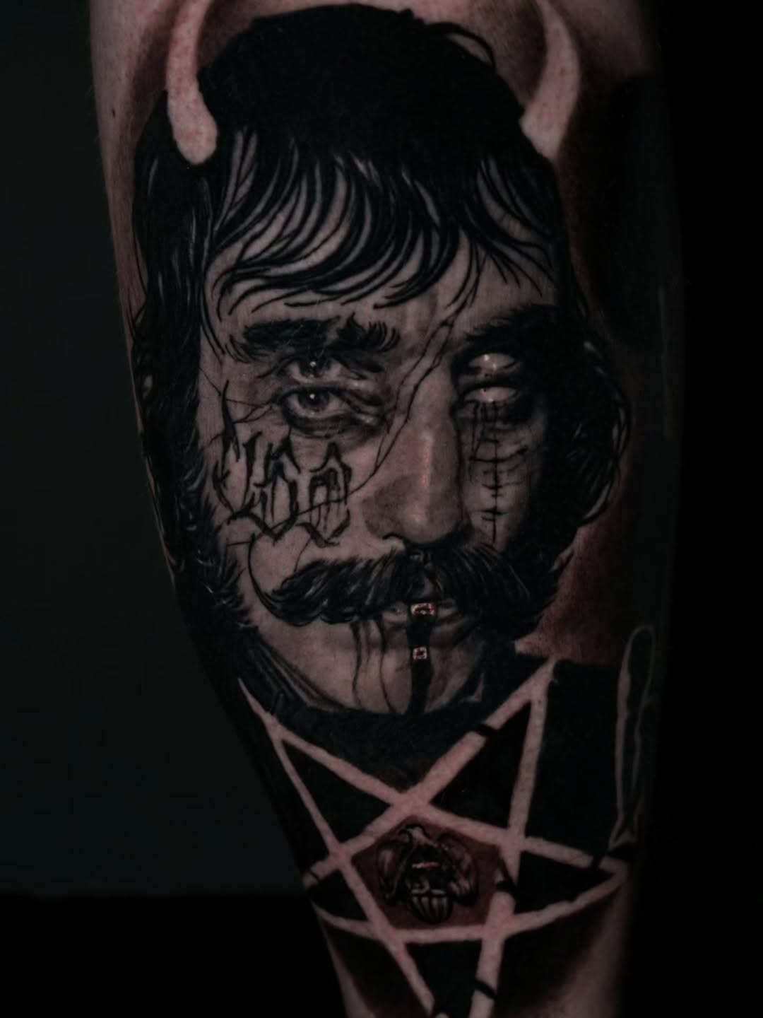 Tattoo by @dredd_tattoos — dark_realism, blackwork