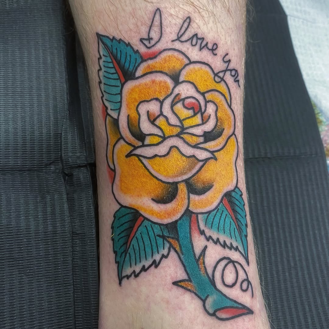 Tattoo by @katie_tatts — american_traditional, lettering_script