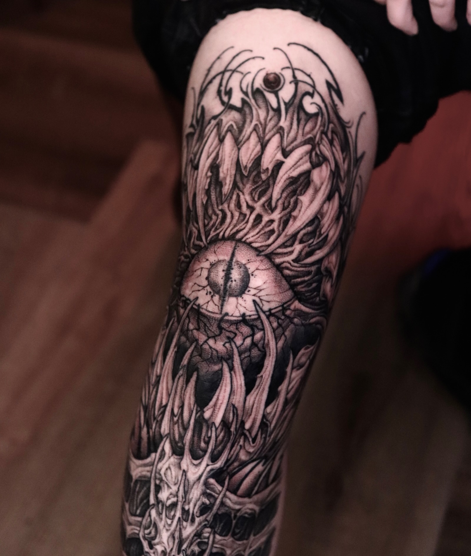 Tattoo by @tattooist_twoface — black_and_grey, dark_realism