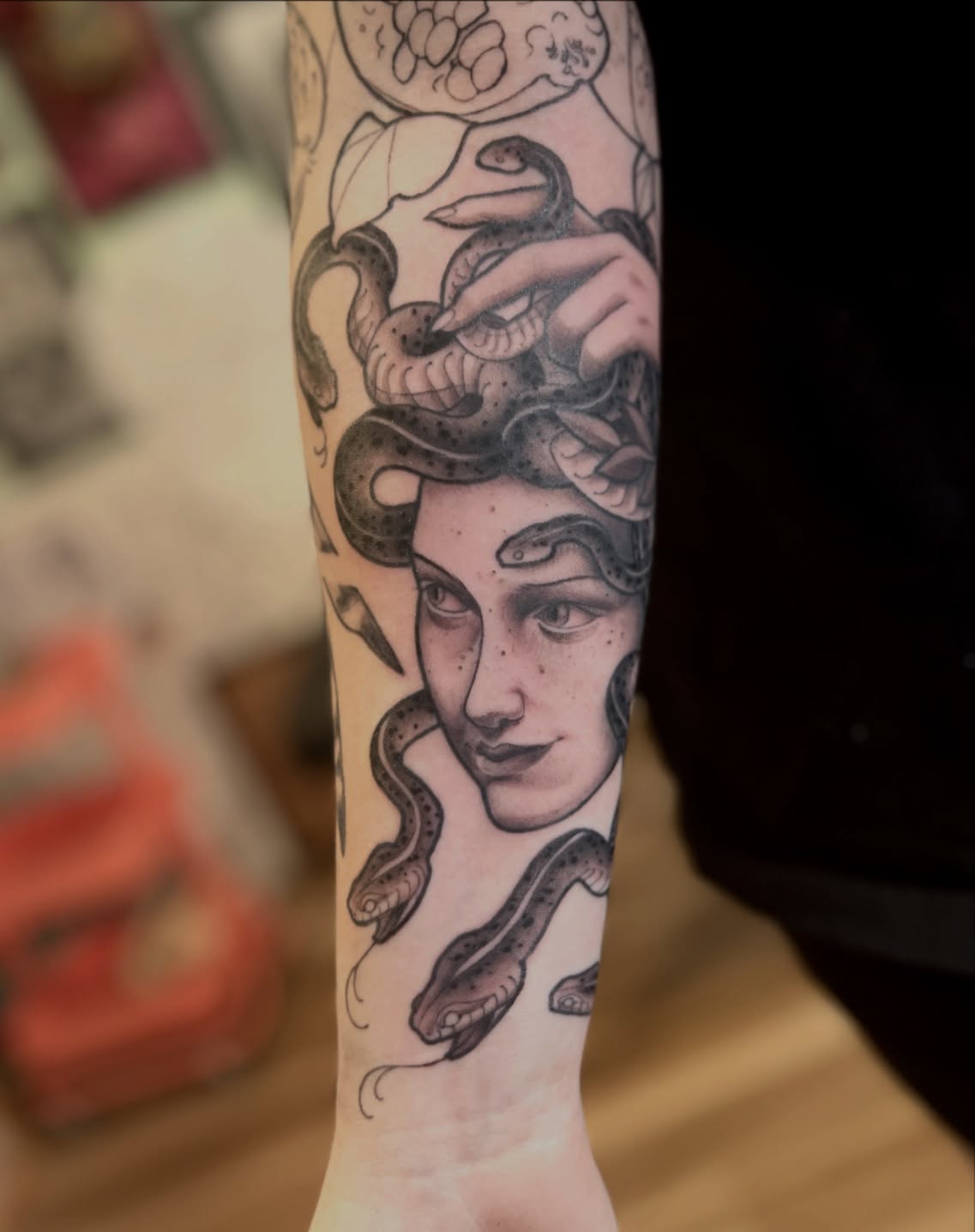 Medusa realism tattoo on the forearm by BELLIE ✧ Tattoo Artist
