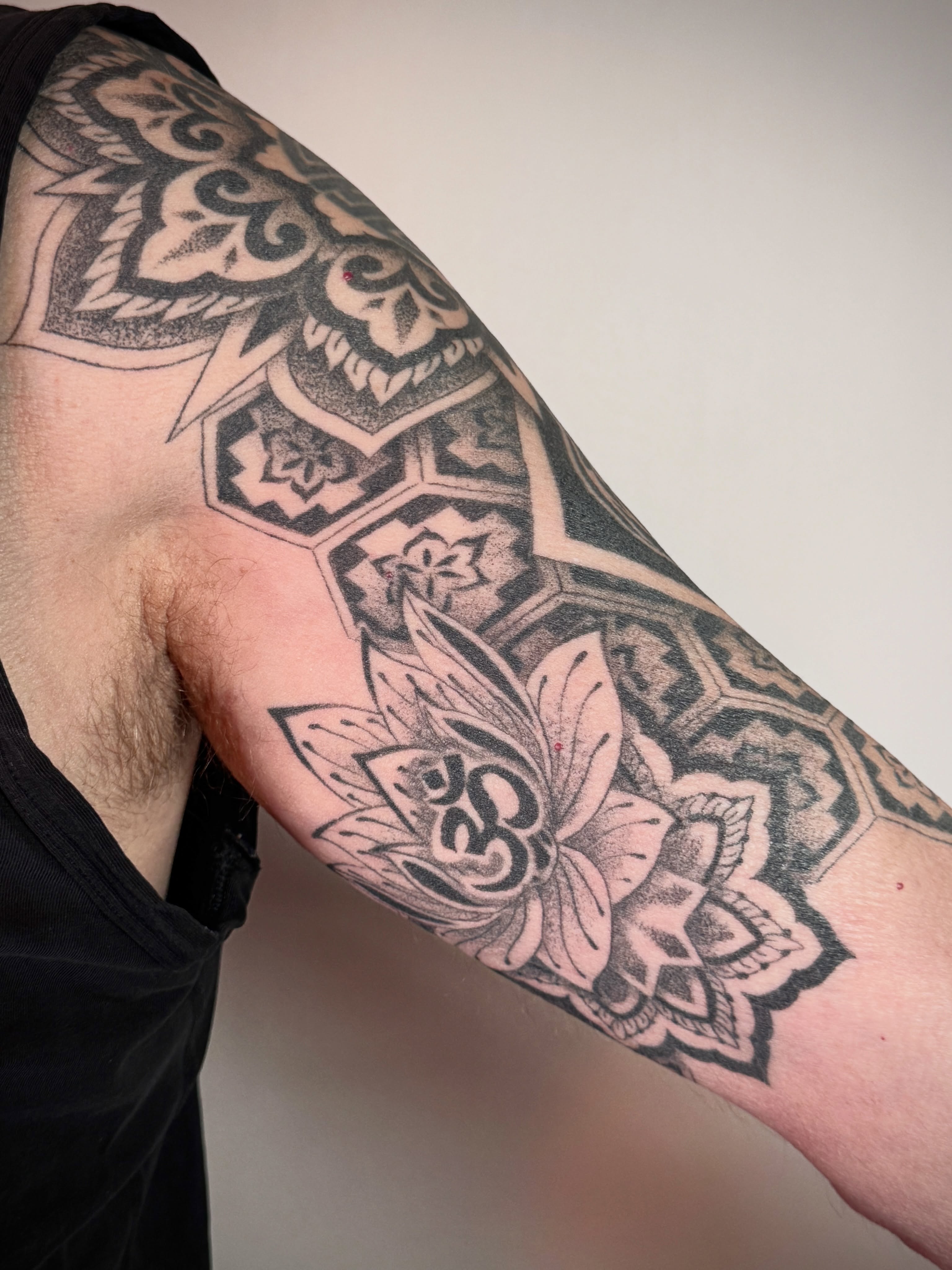 Geometric mandala geometric tattoo on the forearm by Christine Hendricks, Denver, Colorado