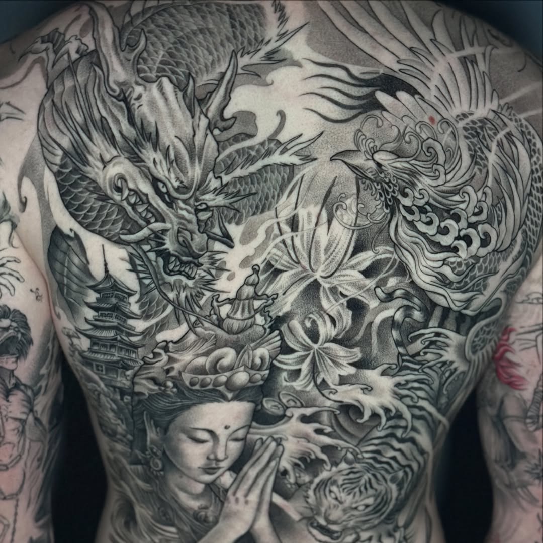 Tattoo by @zacharyktattoos โ japanese_irezumi, black_and_grey
