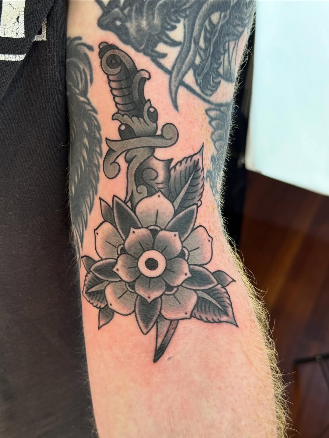 Tattoo by @dieslowtattoo — american_traditional, black_and_grey