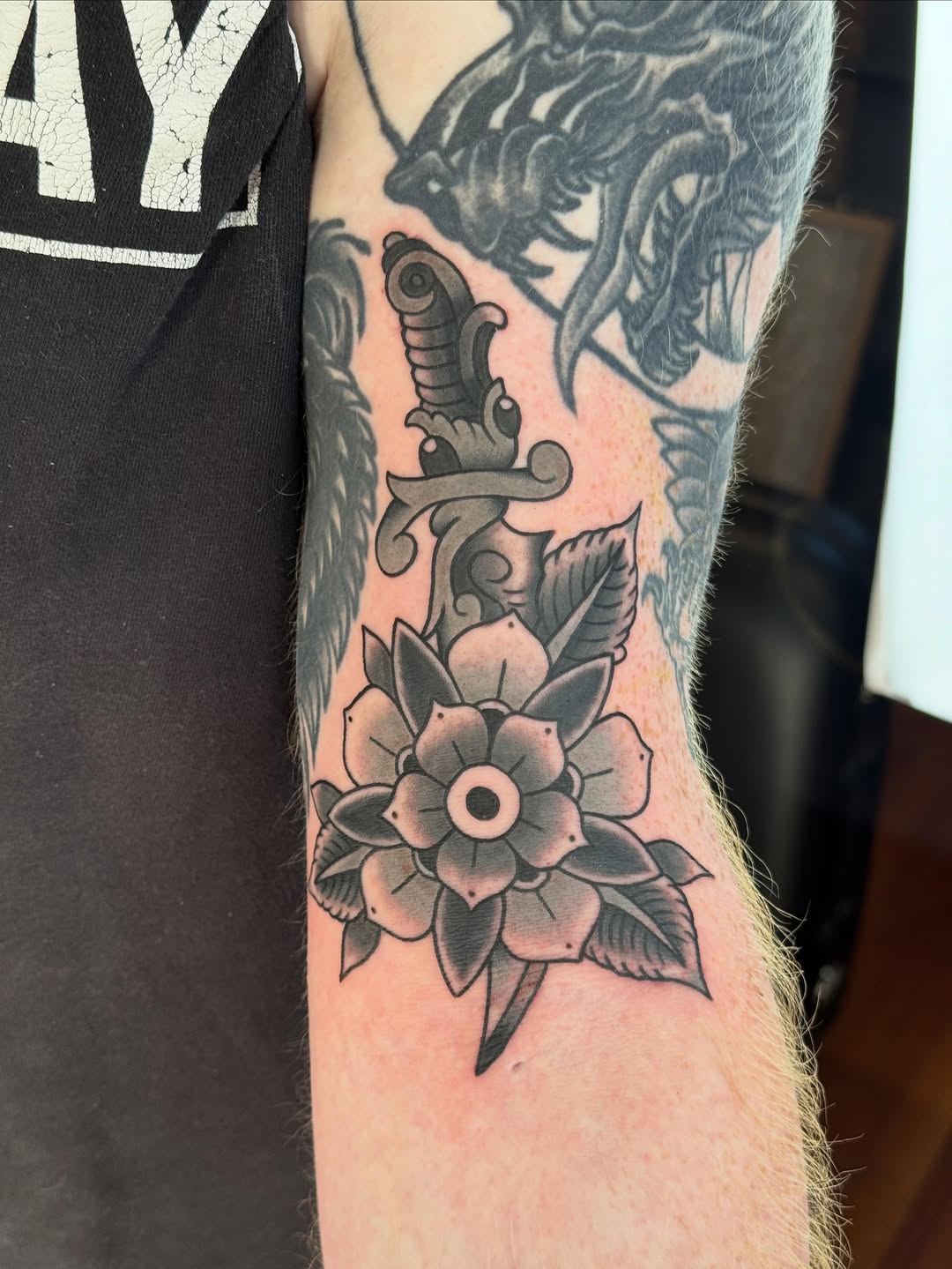 Tattoo by @dieslowtattoo — american_traditional, black_and_grey