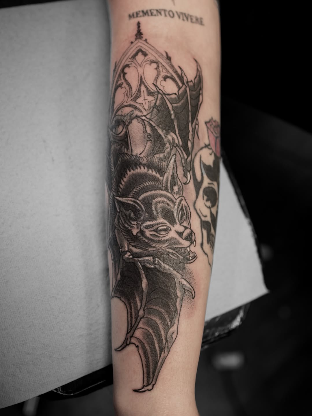 Tattoo by @chriscockadoodledo — black_and_grey, dark_realism