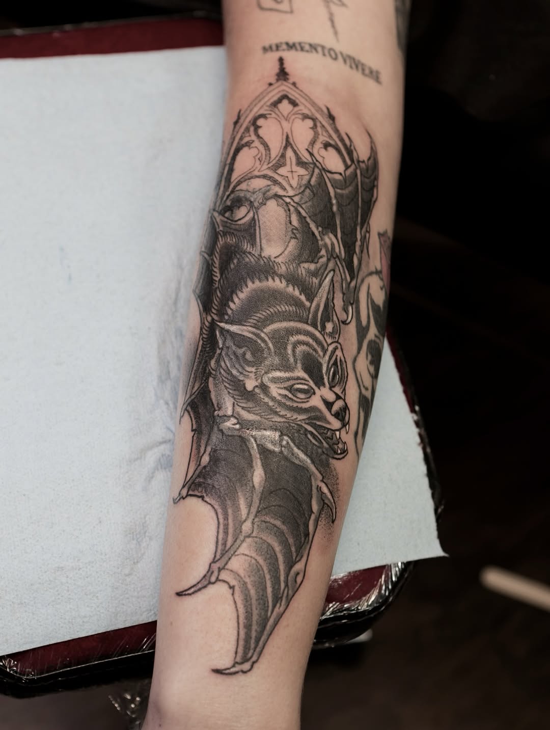 Tattoo by @chriscockadoodledo — black_and_grey, dark_realism