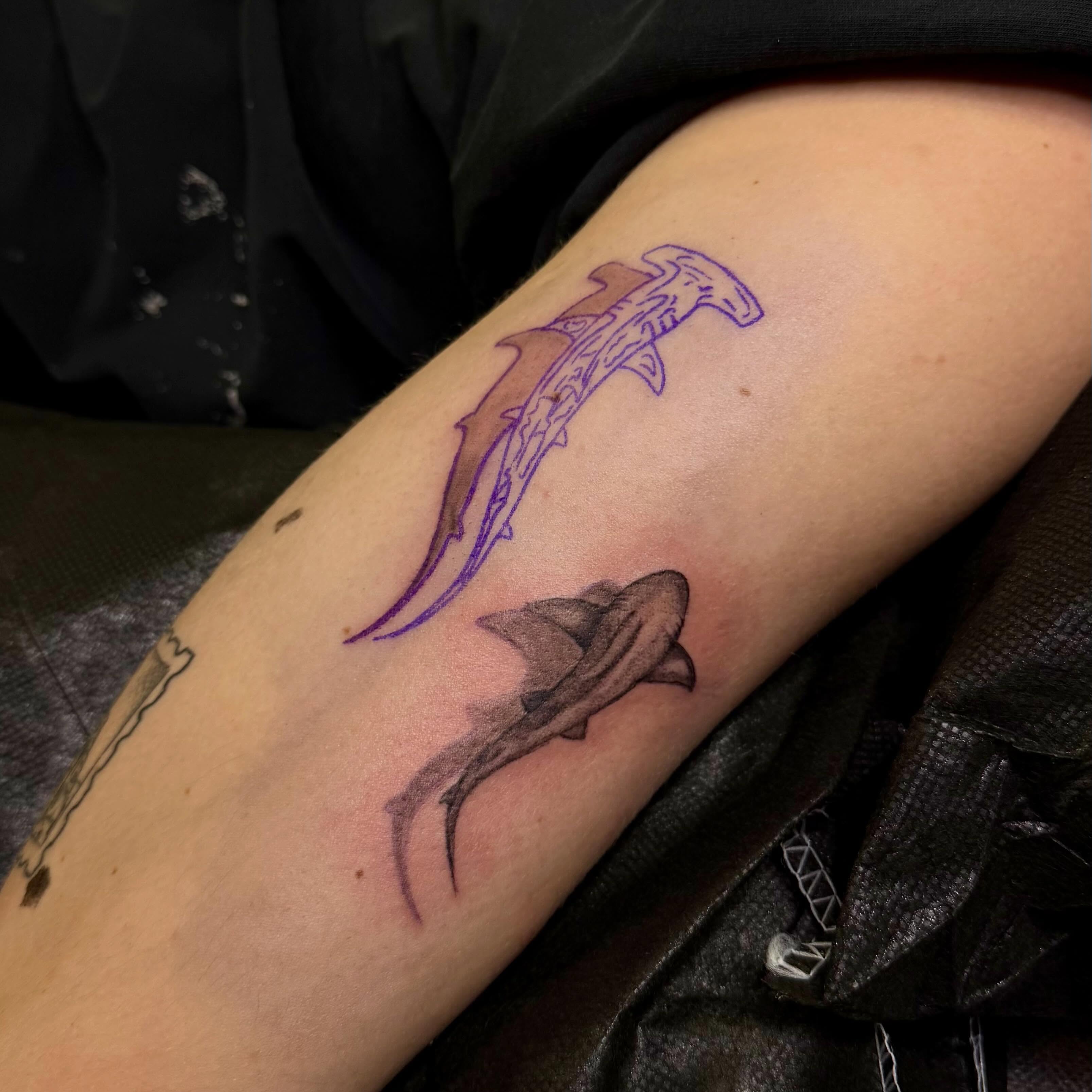 Shark realism tattoo on the forearm by Bailee