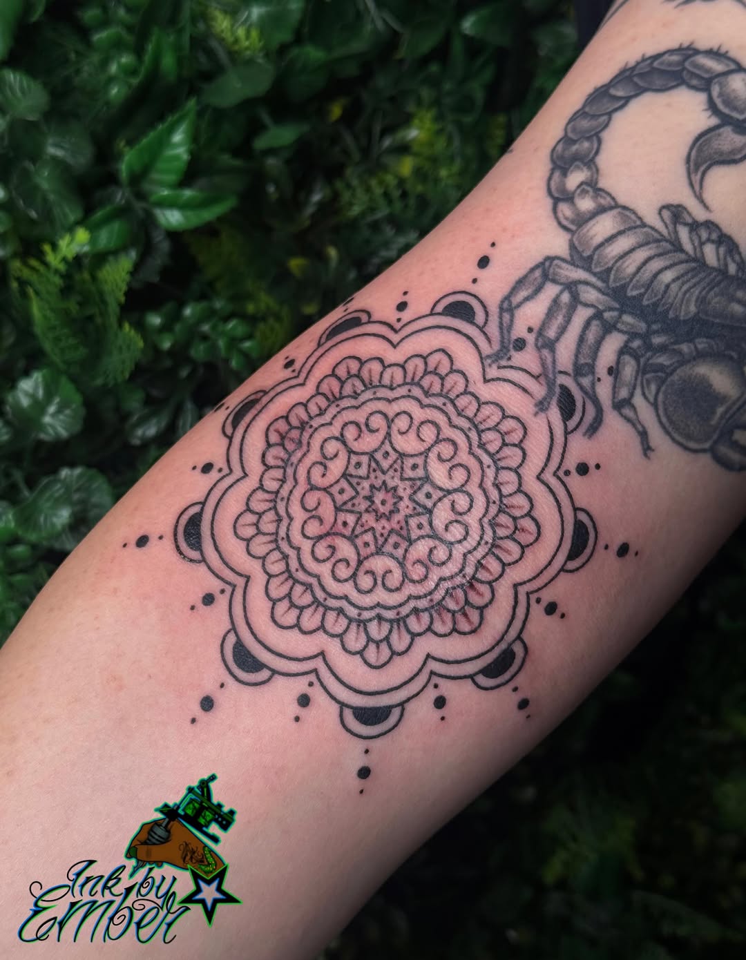 Tattoo by @inkbyember — geometric, dotwork