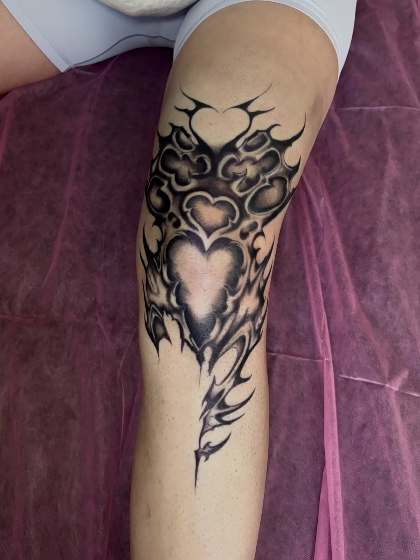 Hearts tribal tattoo on the forearm by Elixabeth