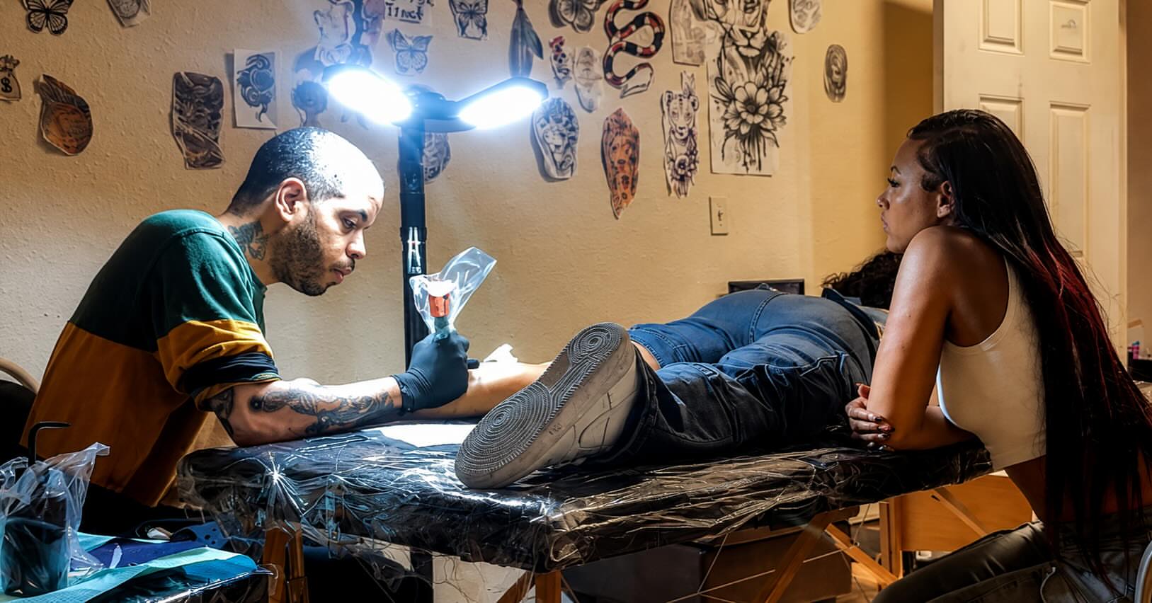 Foot American traditional tattoo on the foot by Gabe