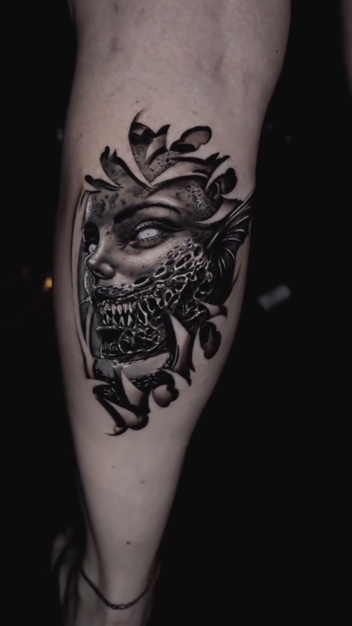 Tattoo by @pango_tattoo — dark_realism, black_and_grey