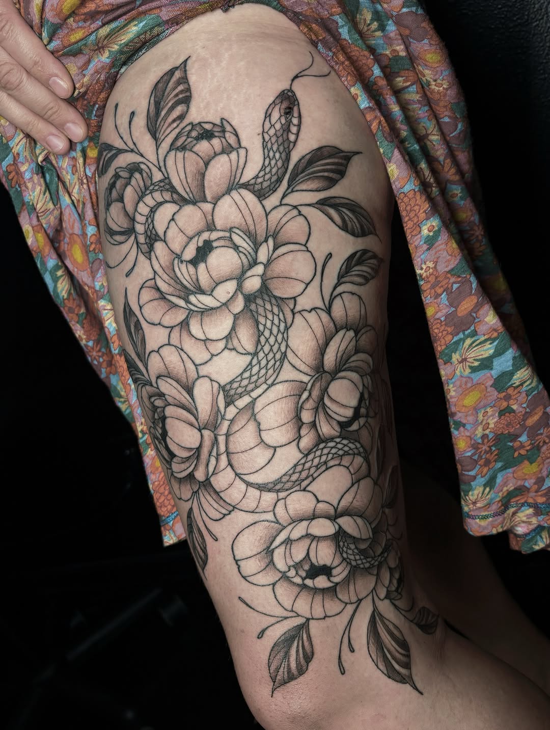 Tattoo by @harmonytattoo_ — black_and_grey, japanese_irezumi
