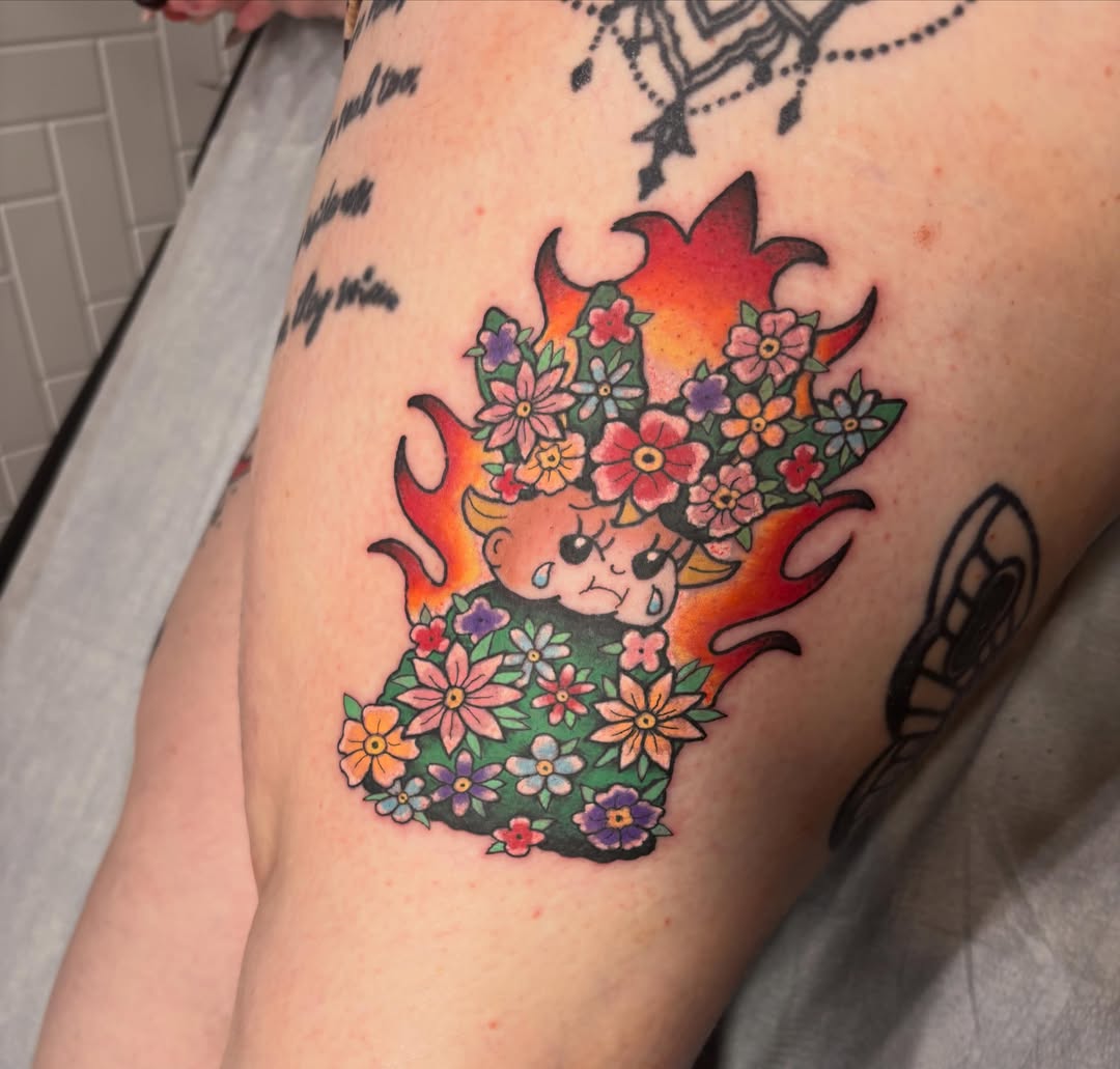 Tattoo by @arkoudatattoo — new_school, anime