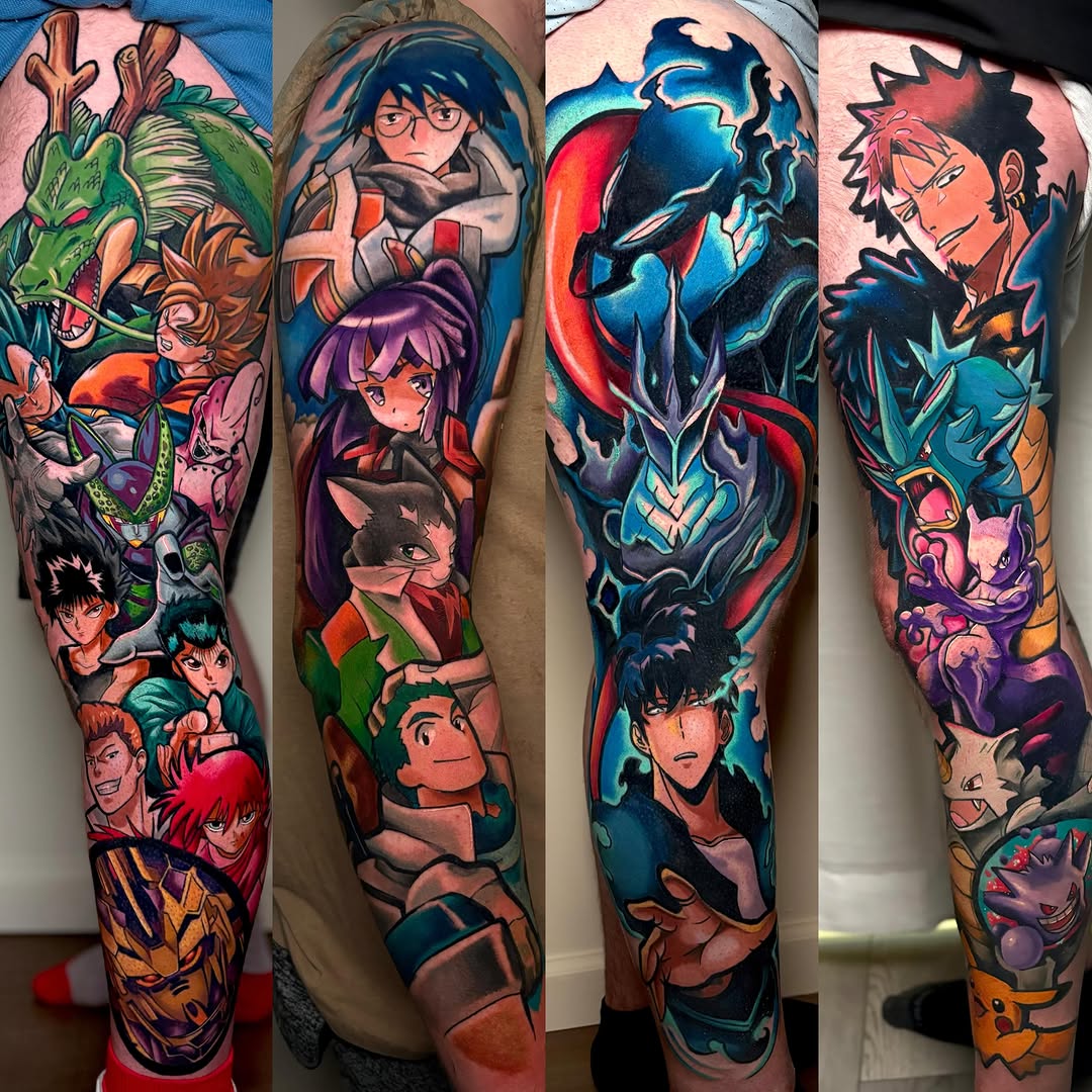 Tattoo by @beeinkedbyjess — anime, dotwork
