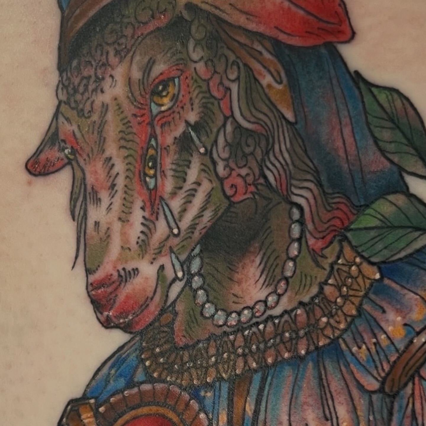 Elephant American traditional tattoo on the torso by Andrea Patterson