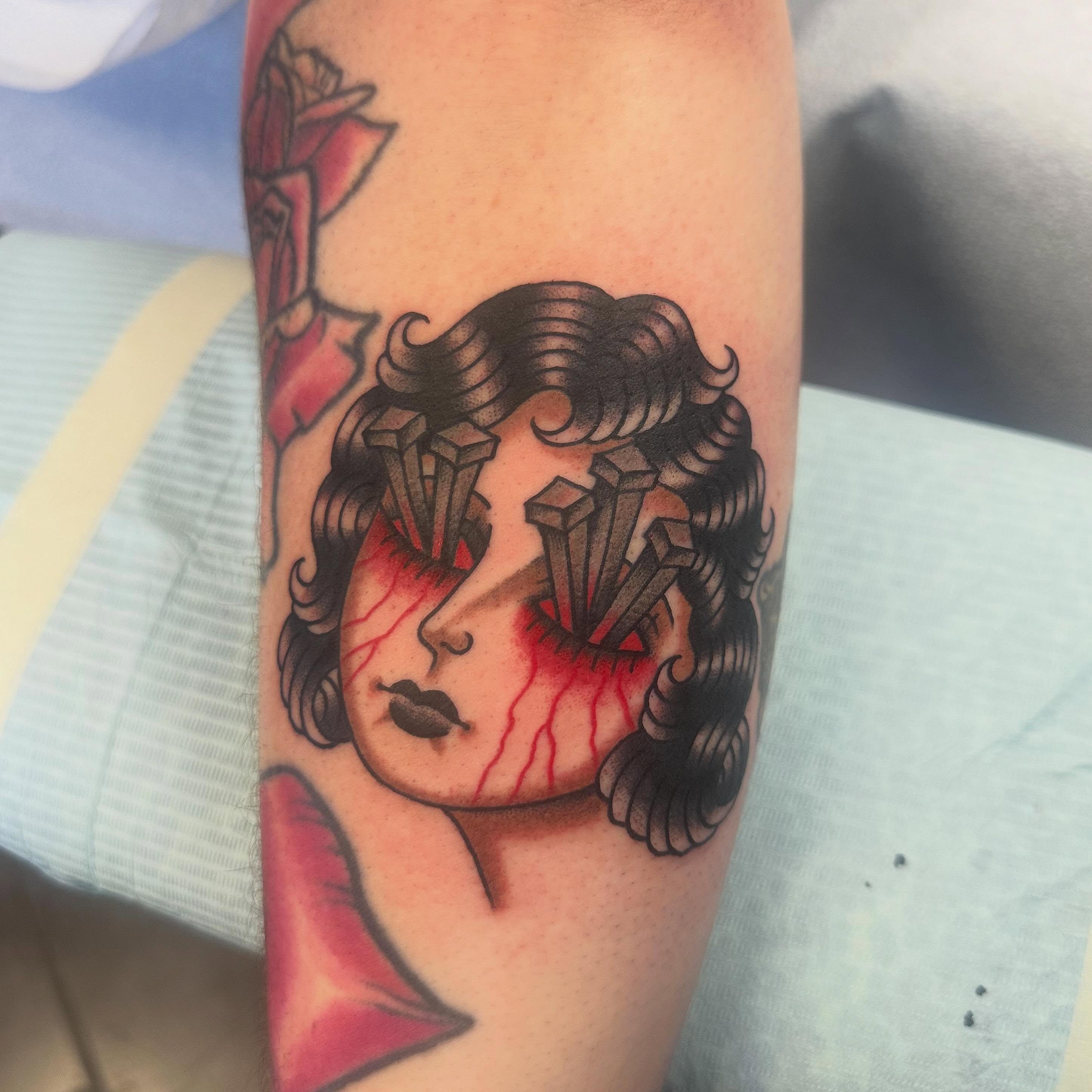 Tattoo by @celeste.tattoos — american_traditional, dark_realism