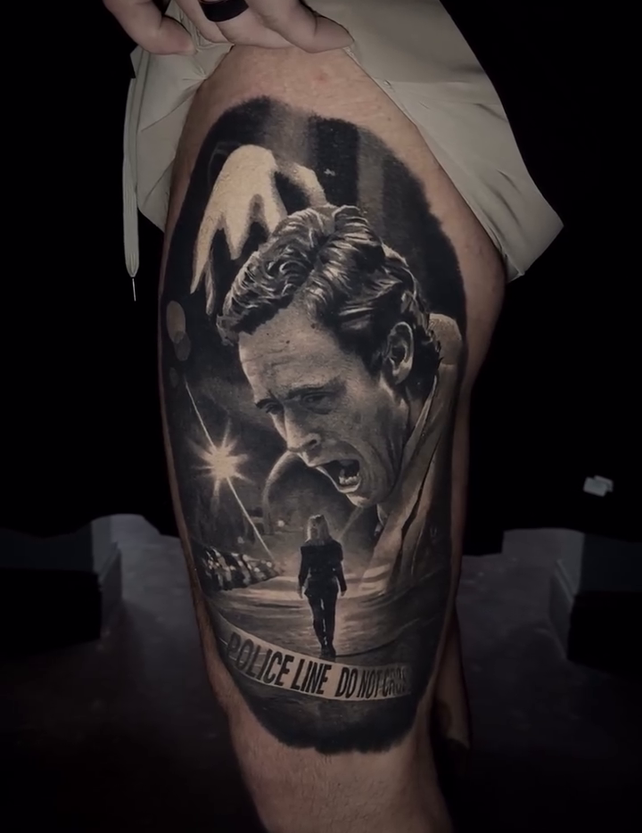 Tattoo by @travischick_art — black_and_grey, realism