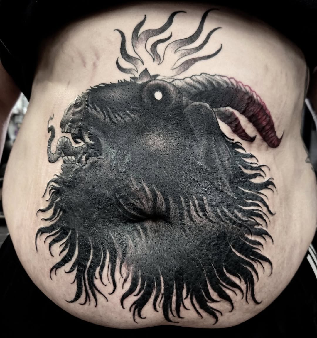 Tattoo by @heathen_tattooer โ blackwork, dark_realism
