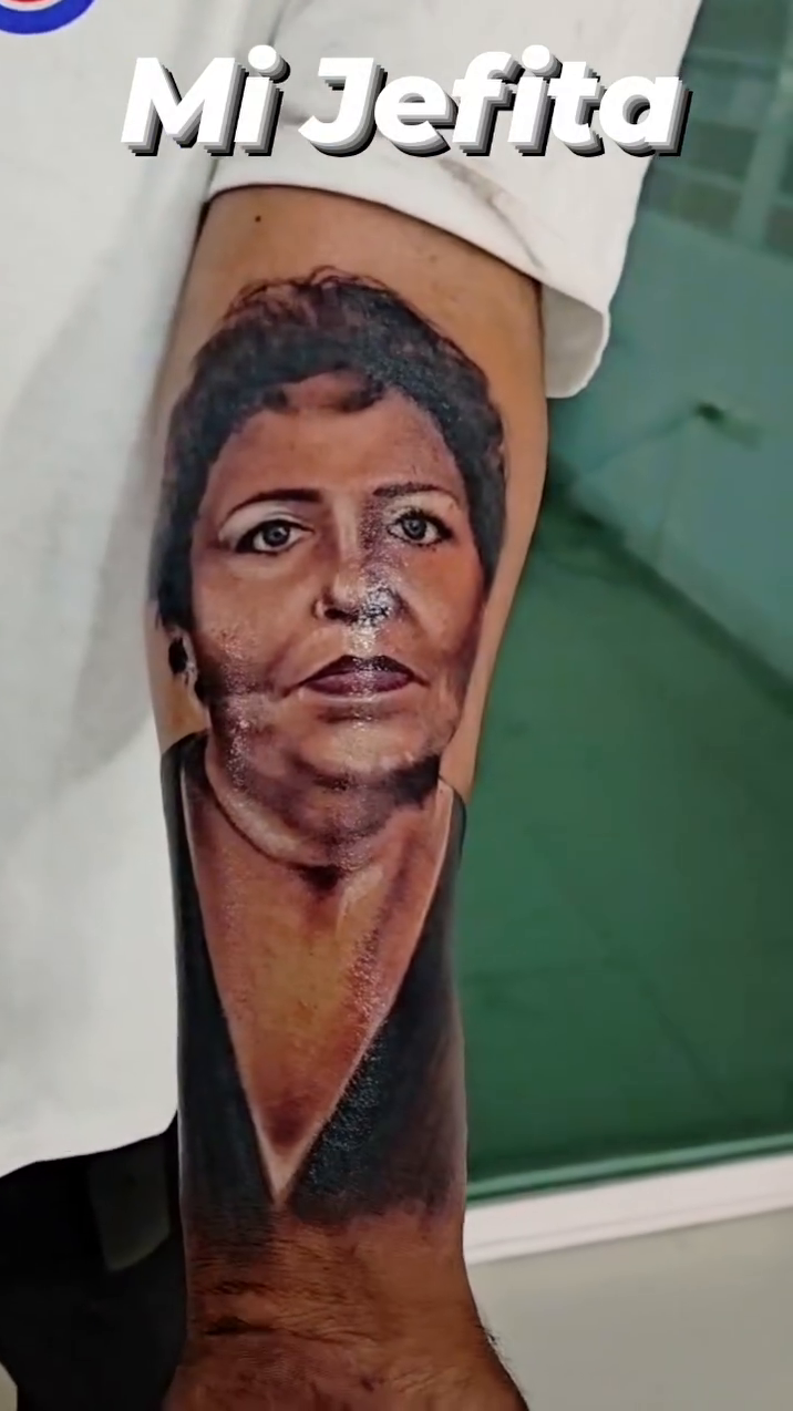 Portrait of a woman realism tattoo by Aguascali Firme