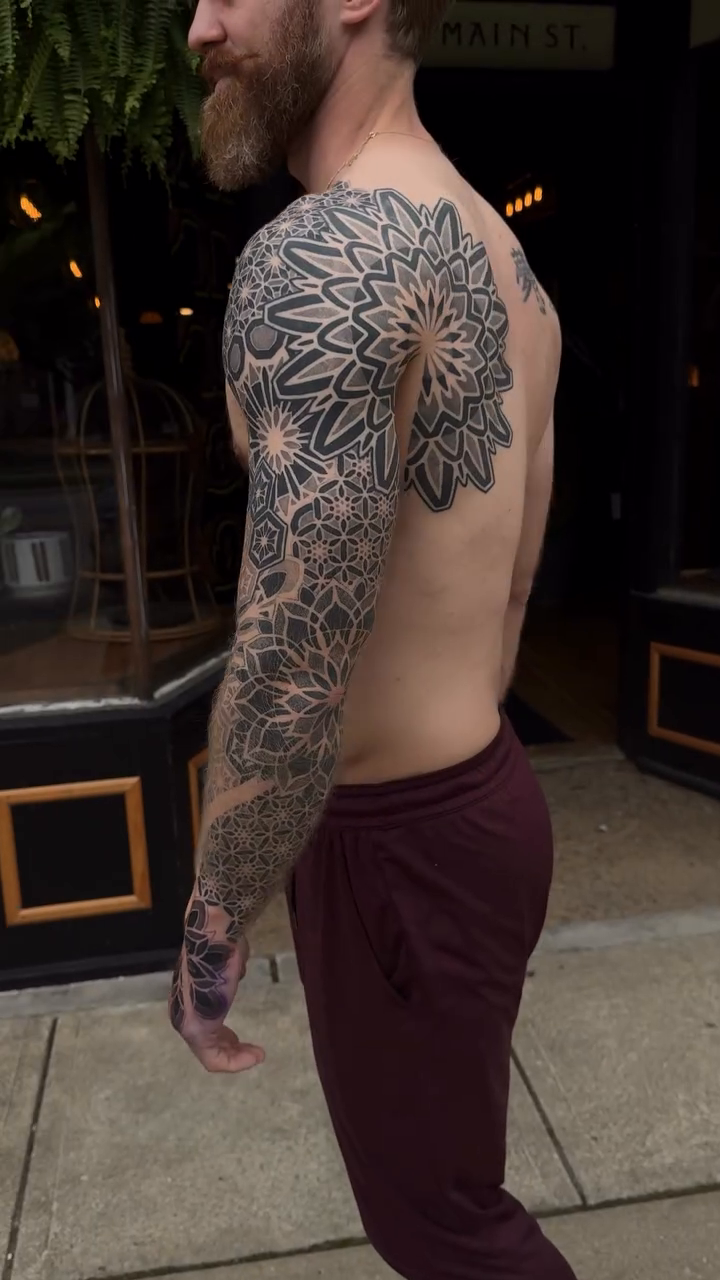 Tattoo by @chrisirvintattoos — geometric, dotwork