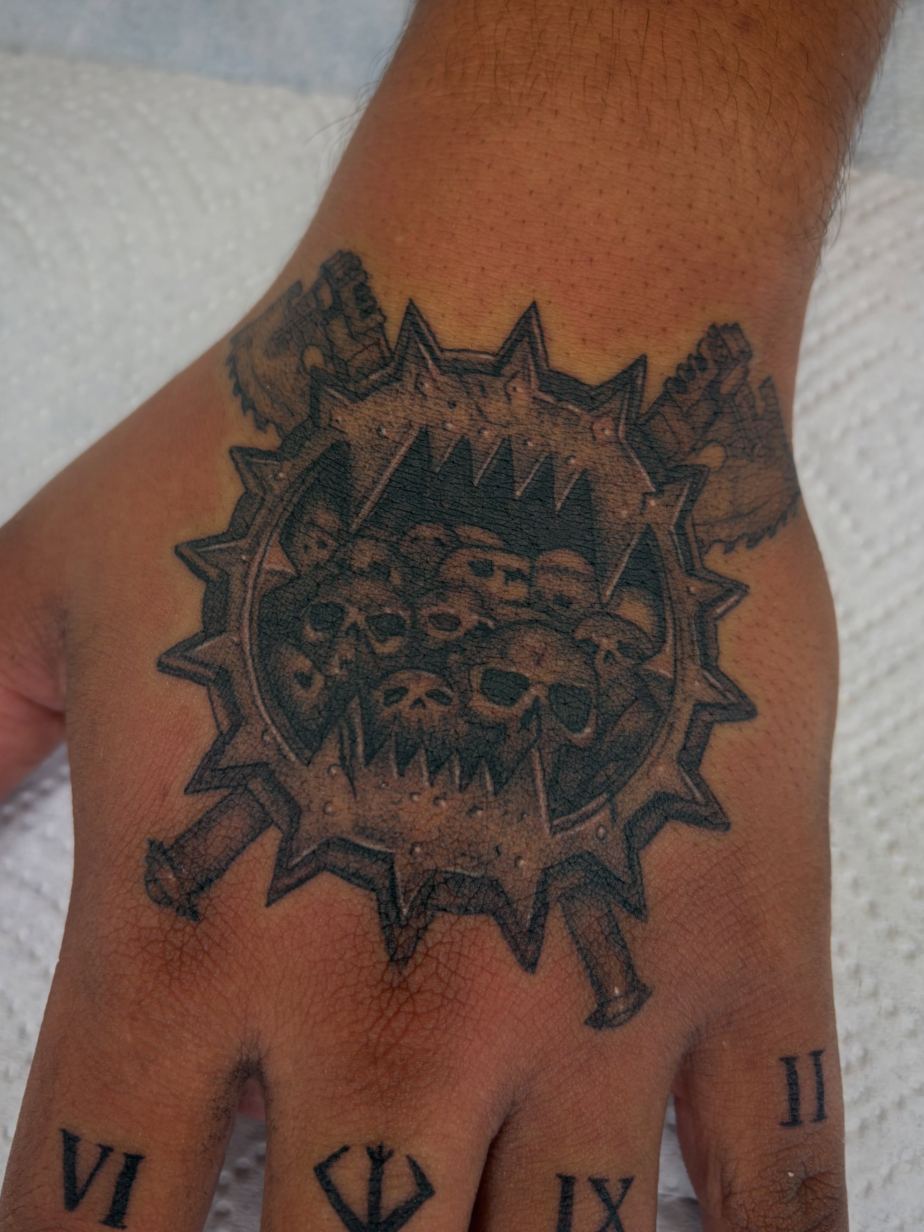 Tattoo by @bobibeanz — black_and_grey, geometric