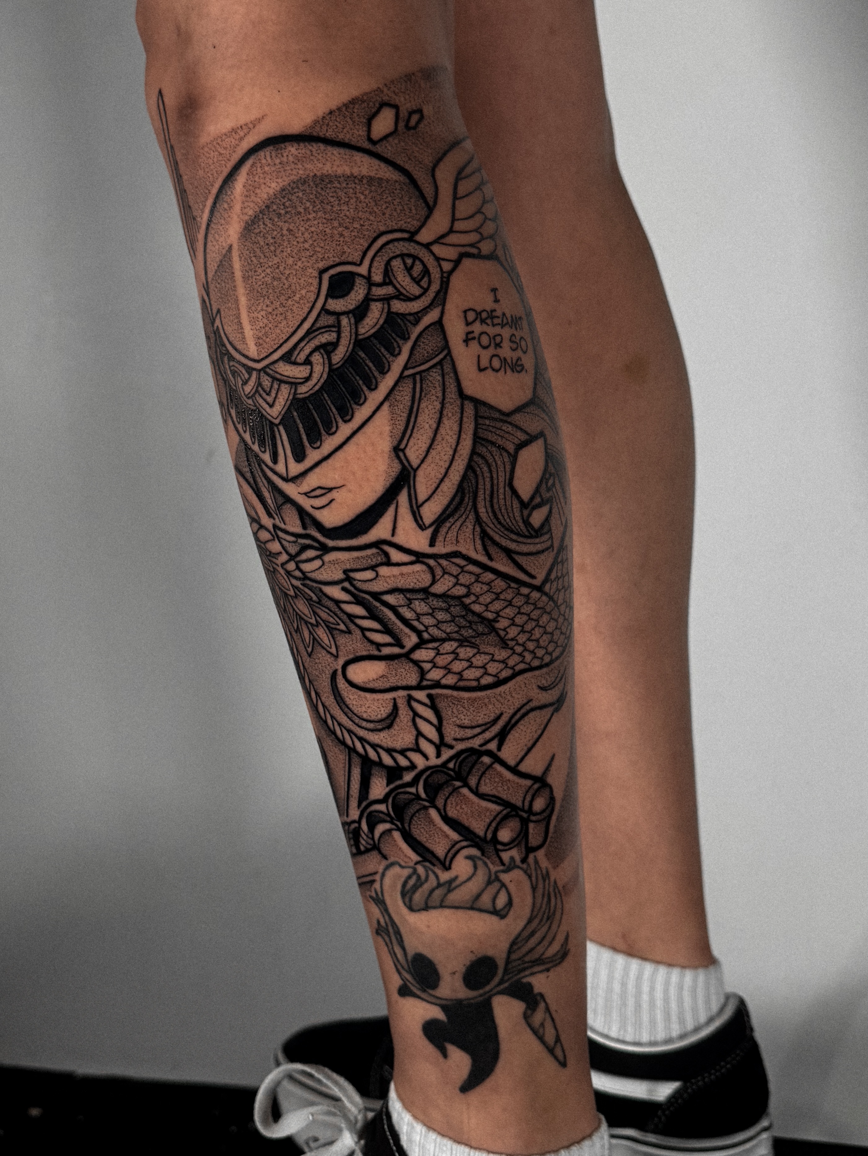 Tattoo by @yakir.tattooer — dotwork, black_and_grey