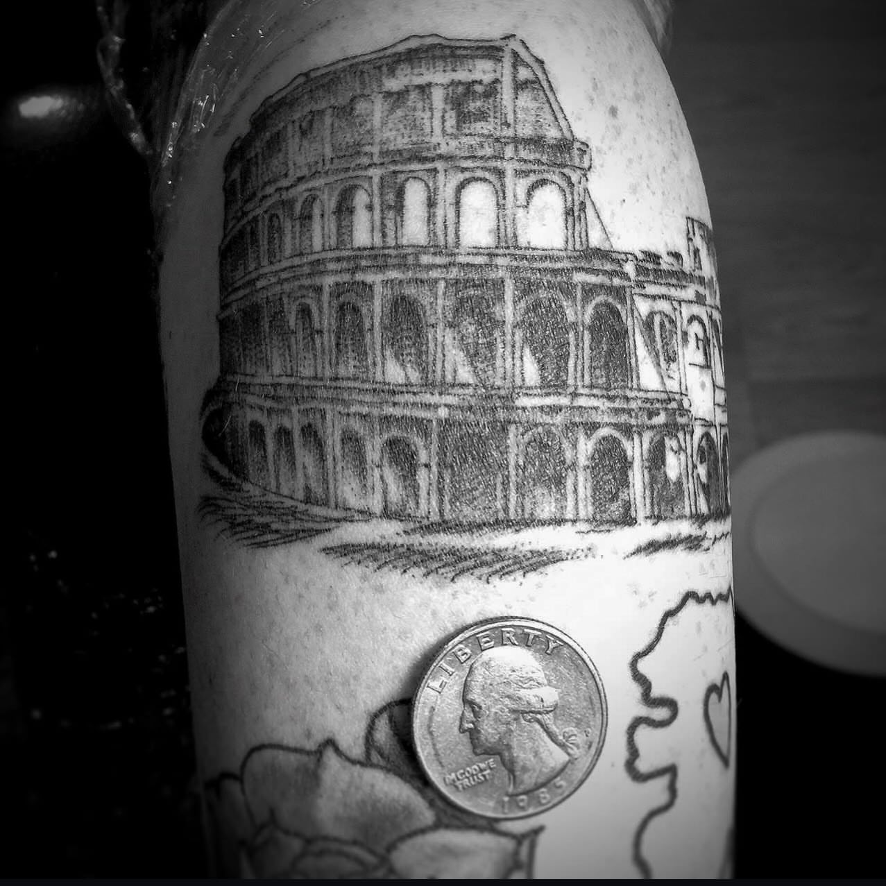Tattoo by @mattbagodonuts — black_and_grey