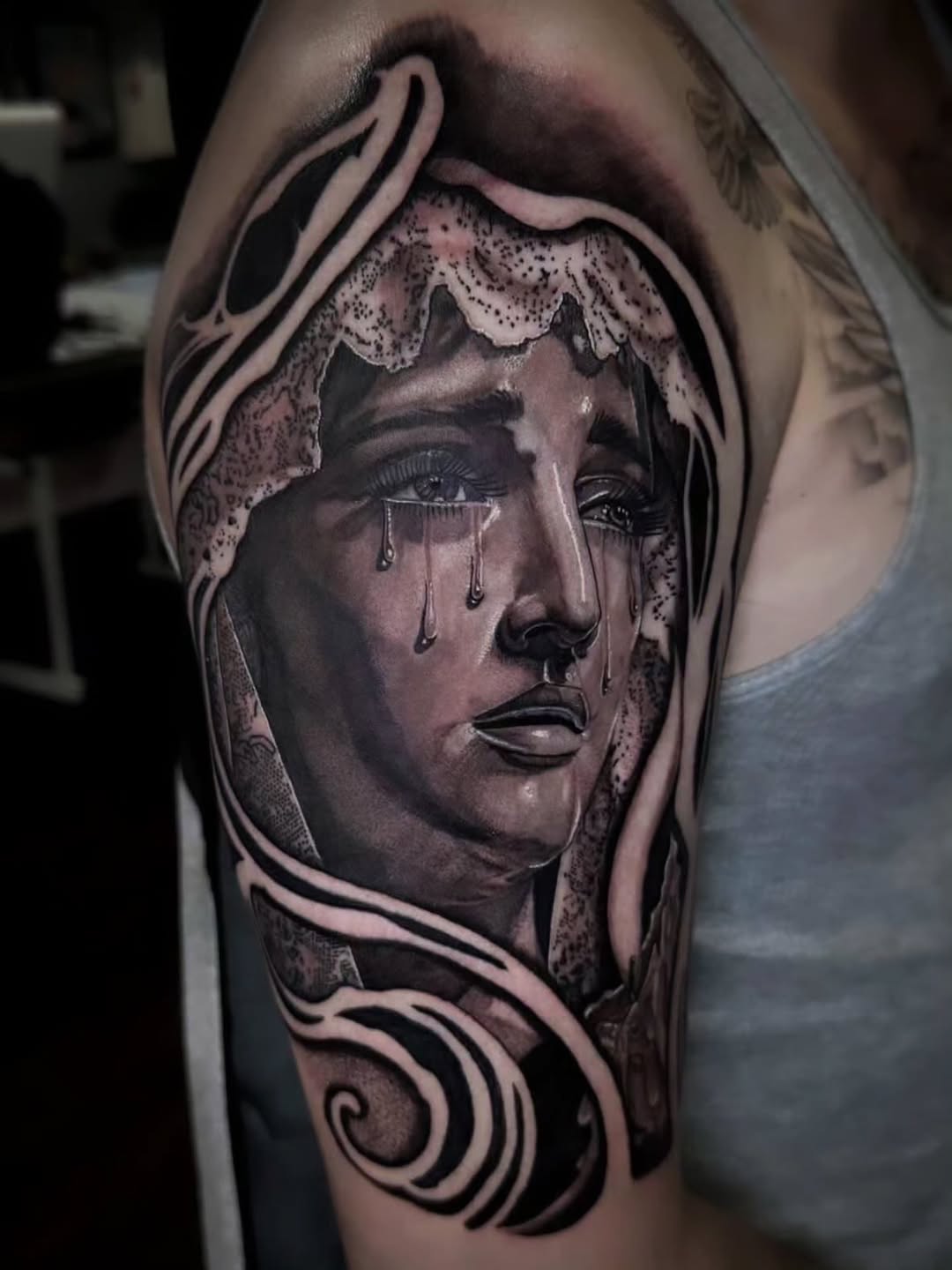 Tattoo by @beatboxtattoos — realism, black_and_grey