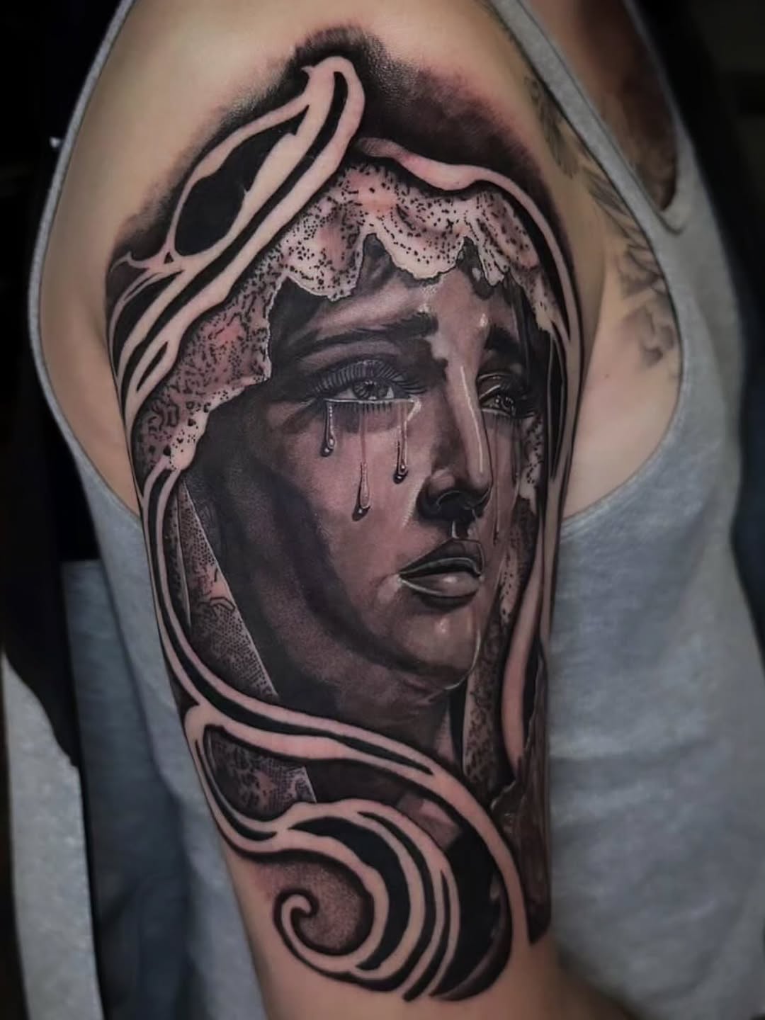 Tattoo by @beatboxtattoos — black_and_grey, realism