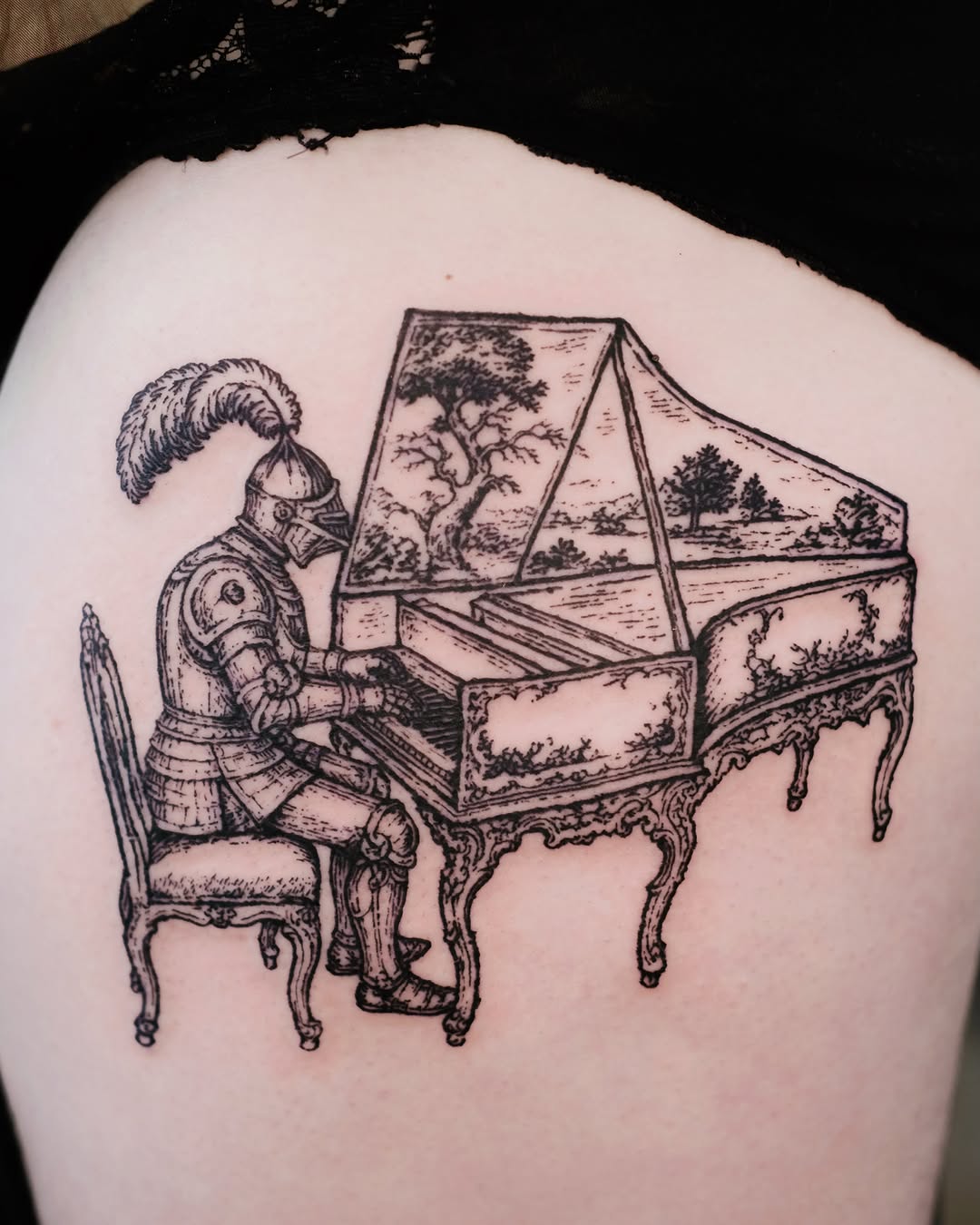Tattoo by @florawoodcut — illustrative, black_and_grey