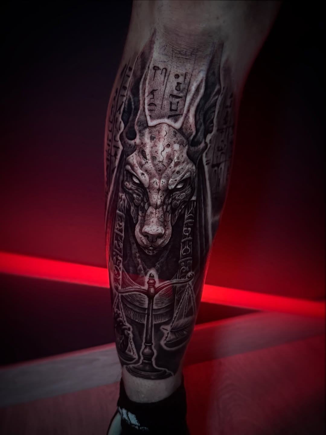 Anubis with scales realism tattoo on the forearm by πΈπππ πππ€