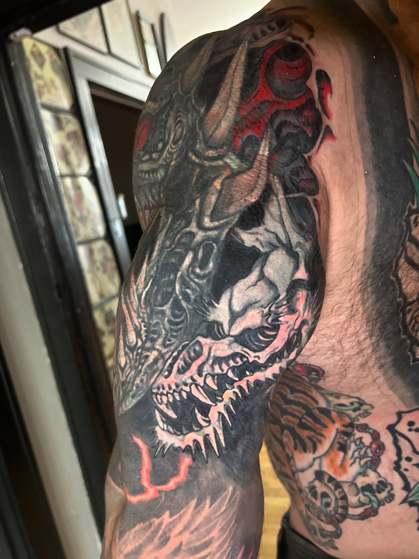 Tattoo by @jesuscheekstattoos — dark_realism, black_and_grey