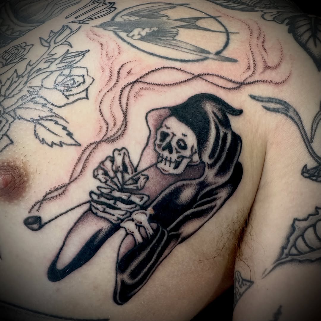 Tattoo by @kristenpaigetattoo — american_traditional, black_and_grey