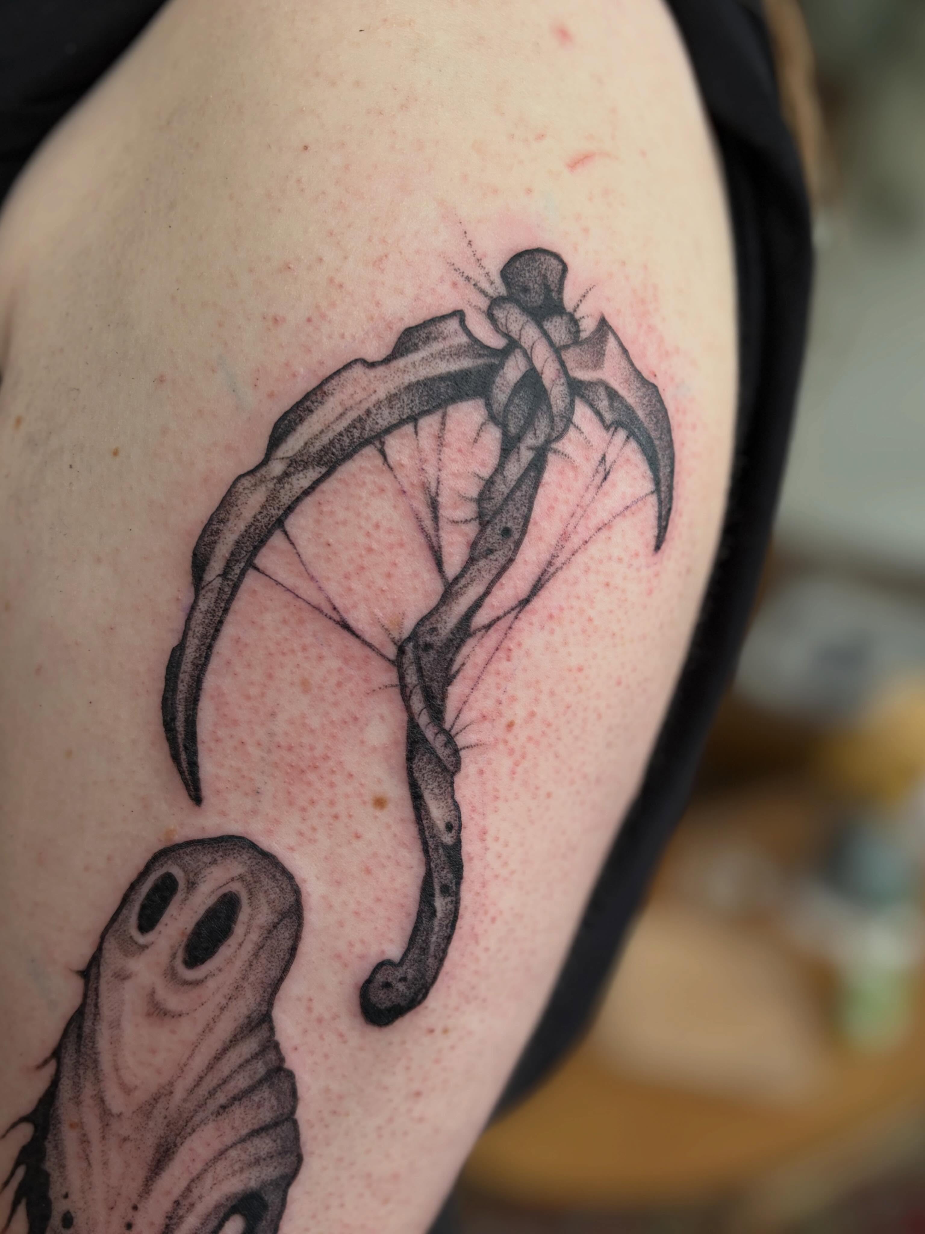 Tattoo by @seanbaldwintattoos — dotwork, black_and_grey