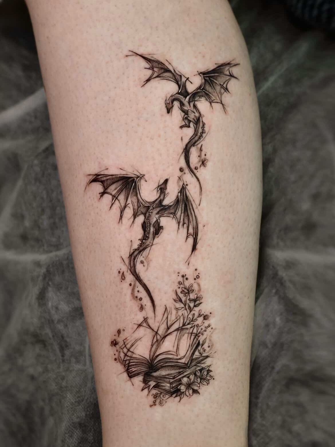 Tattoo by @neonghae_tattoo — black_and_grey, dotwork