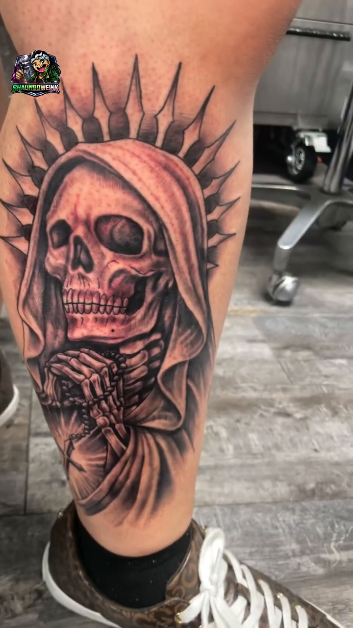 Grim Reaper realism tattoo by Shaunboweink