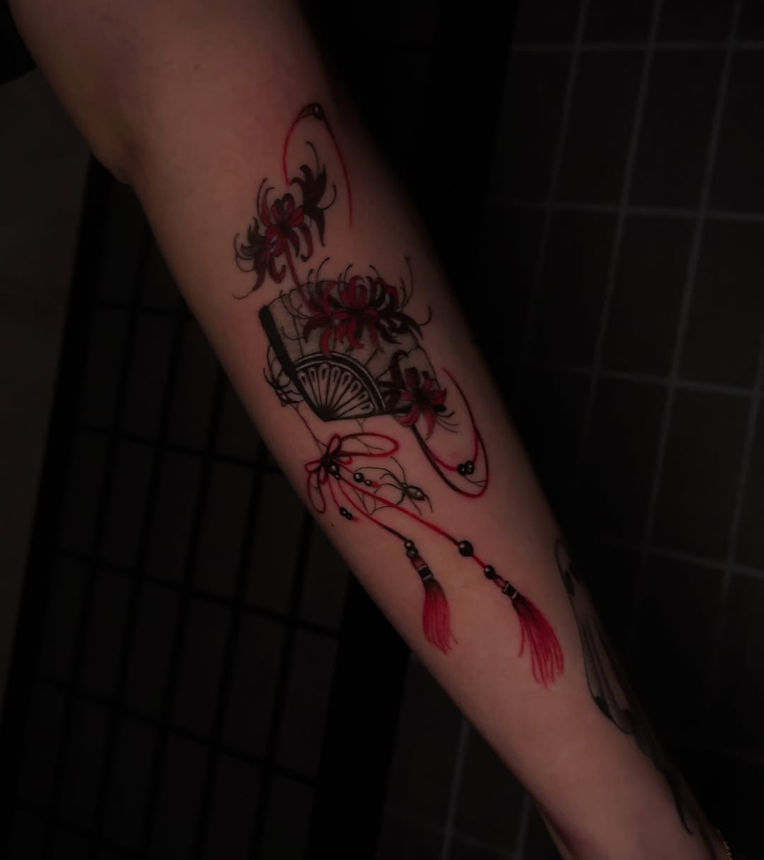 Tattoo by @cherrrywavees — japanese_irezumi, fine_line