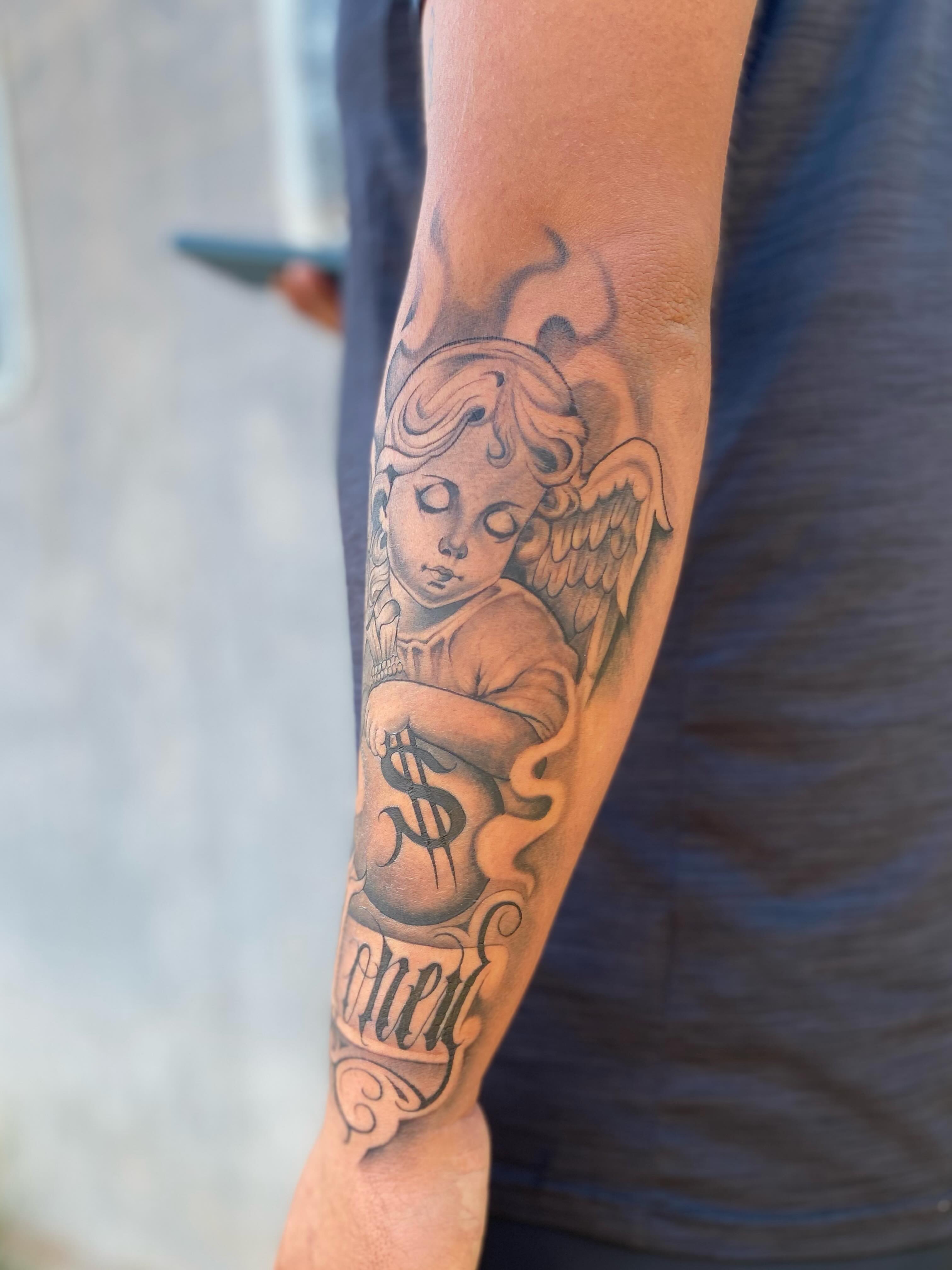 Tattoo by @sebastrussy — black_and_grey
