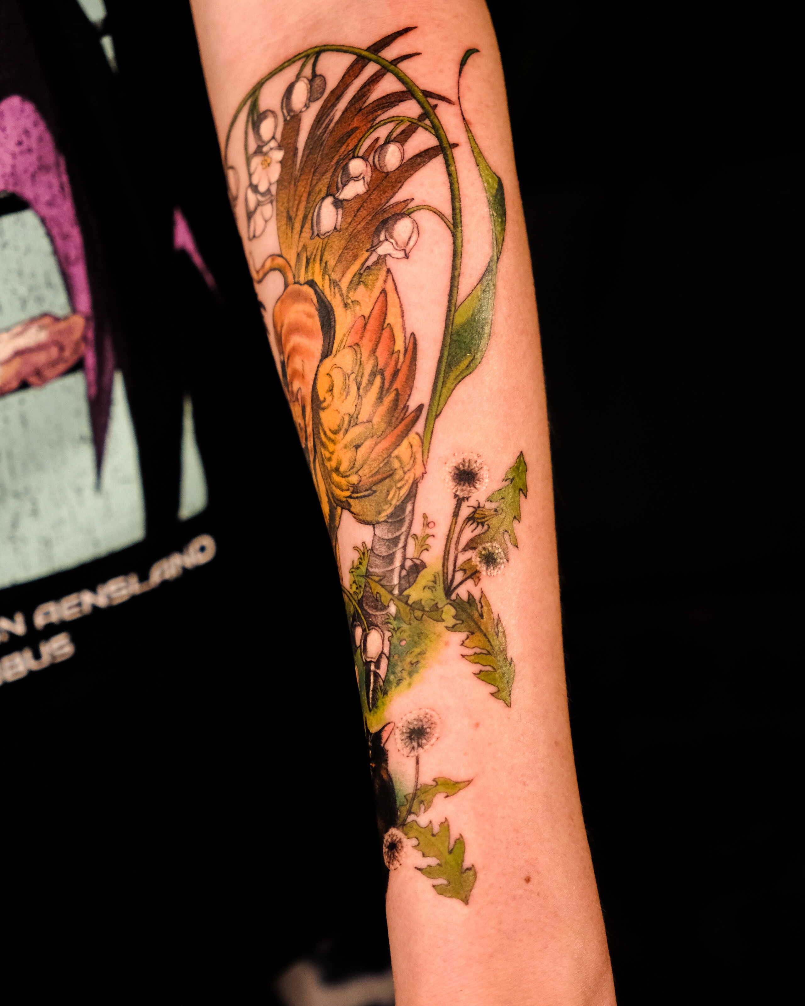 Floral bouquet dotwork tattoo on the forearm by Hemi 혜미타투