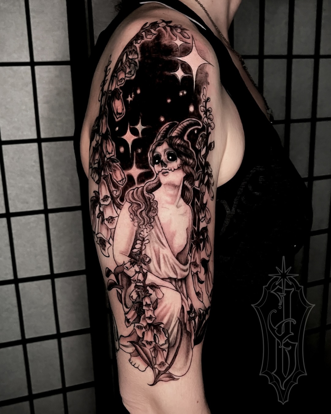 Tattoo by @j.breeziee — black_and_grey, dark_realism