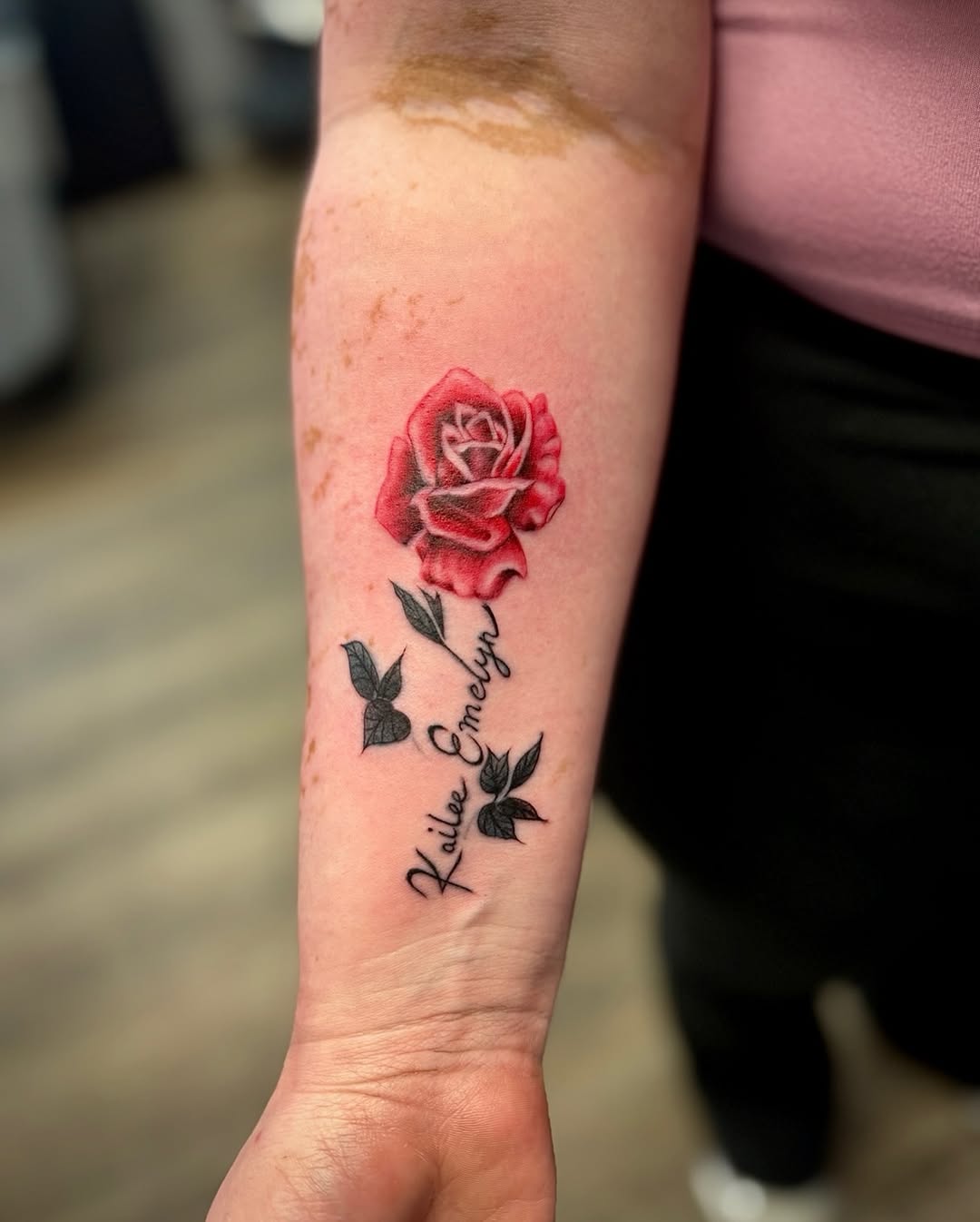 Neo-traditional tattoo on the forearm by David