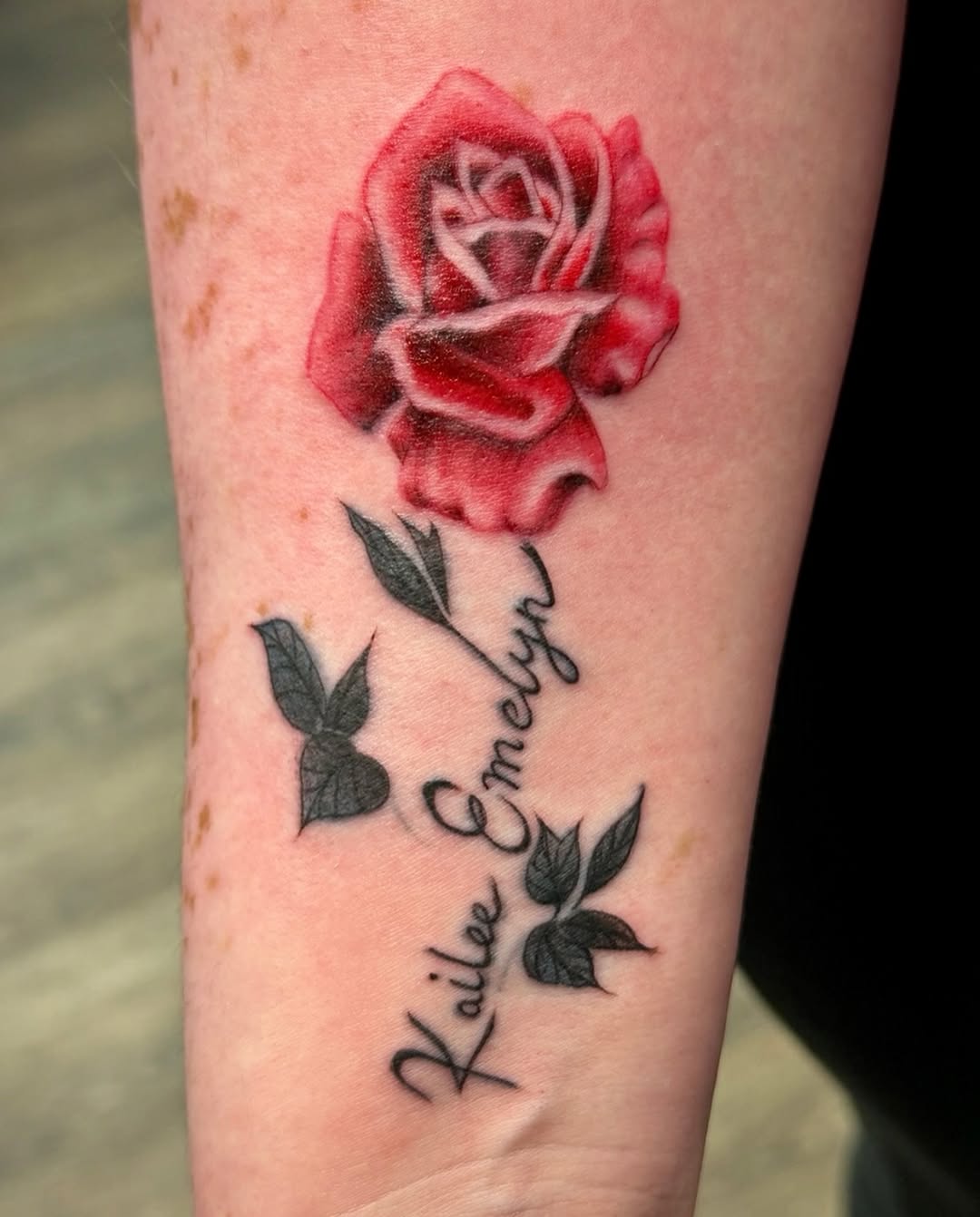 Neo-traditional tattoo on the forearm by David