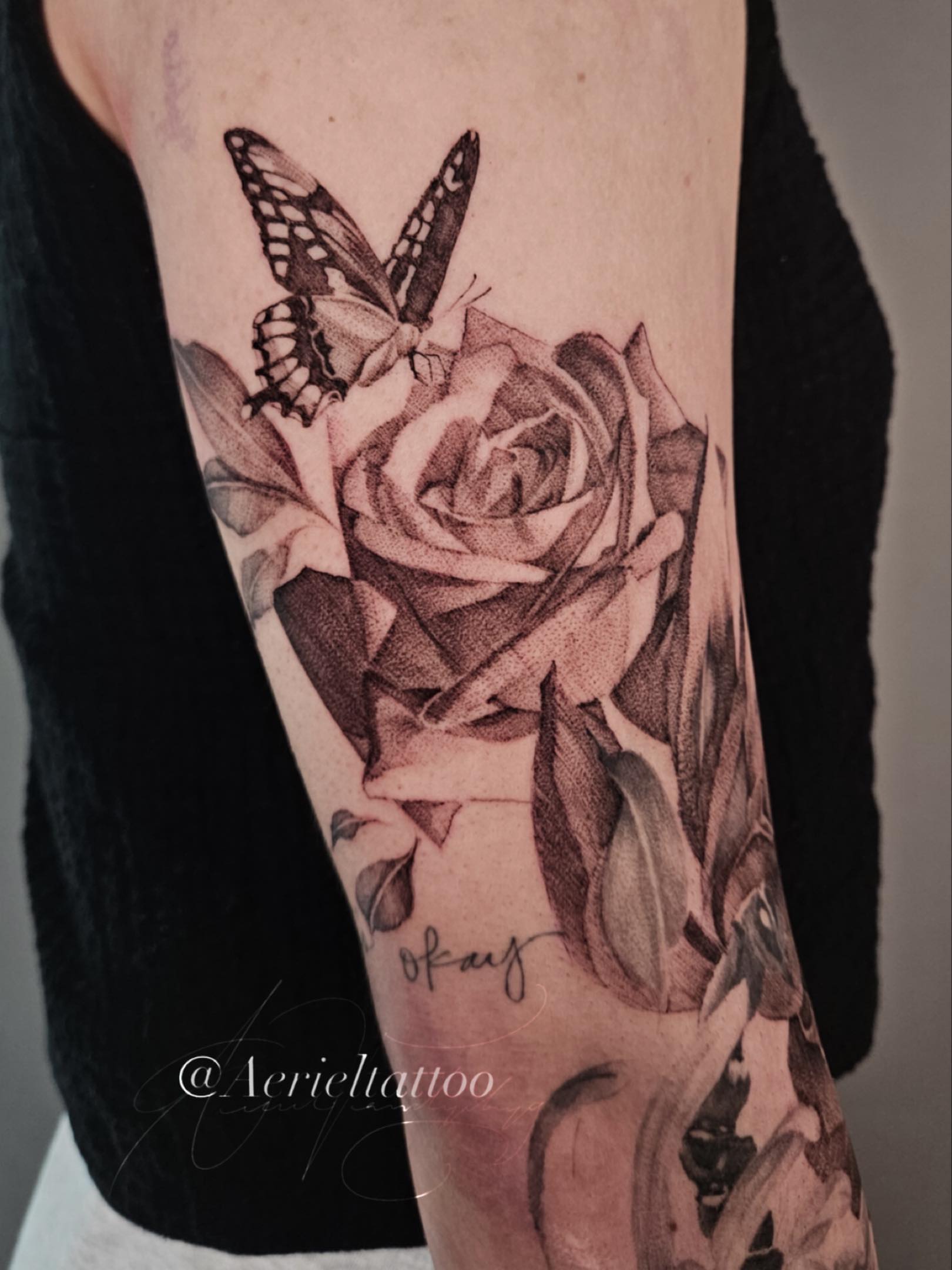Tattoo by @aerieltattoo — realism, dotwork